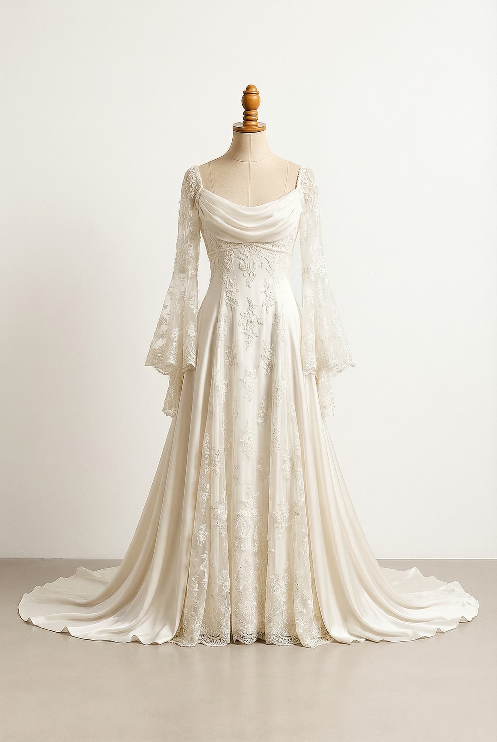 A romantic wedding dress with elegant details