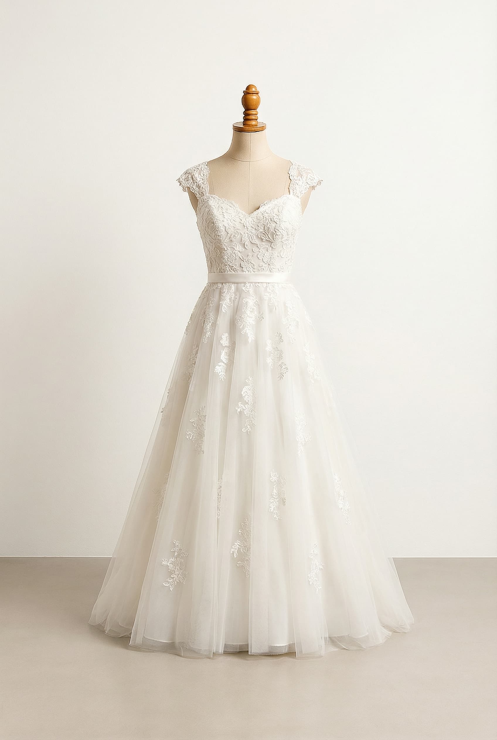 A romantic wedding dress with elegant details