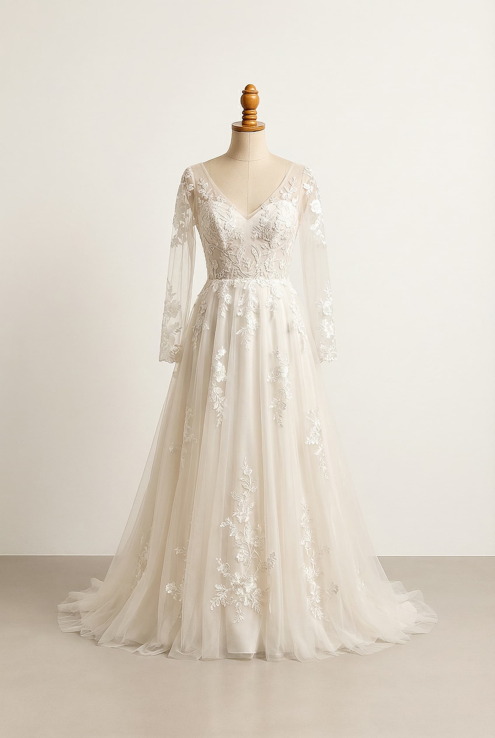 A romantic wedding dress with elegant details