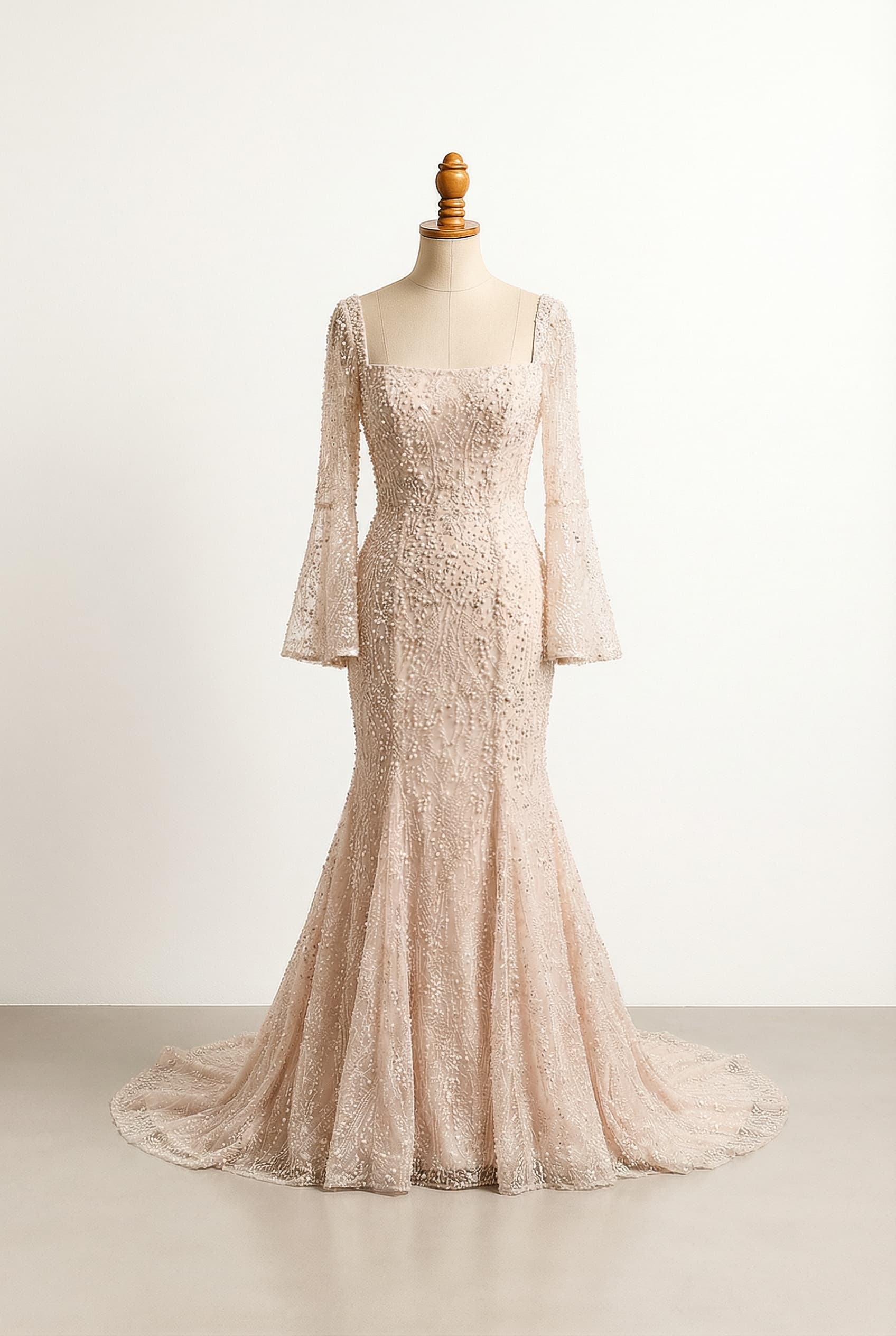 A romantic wedding dress with elegant details