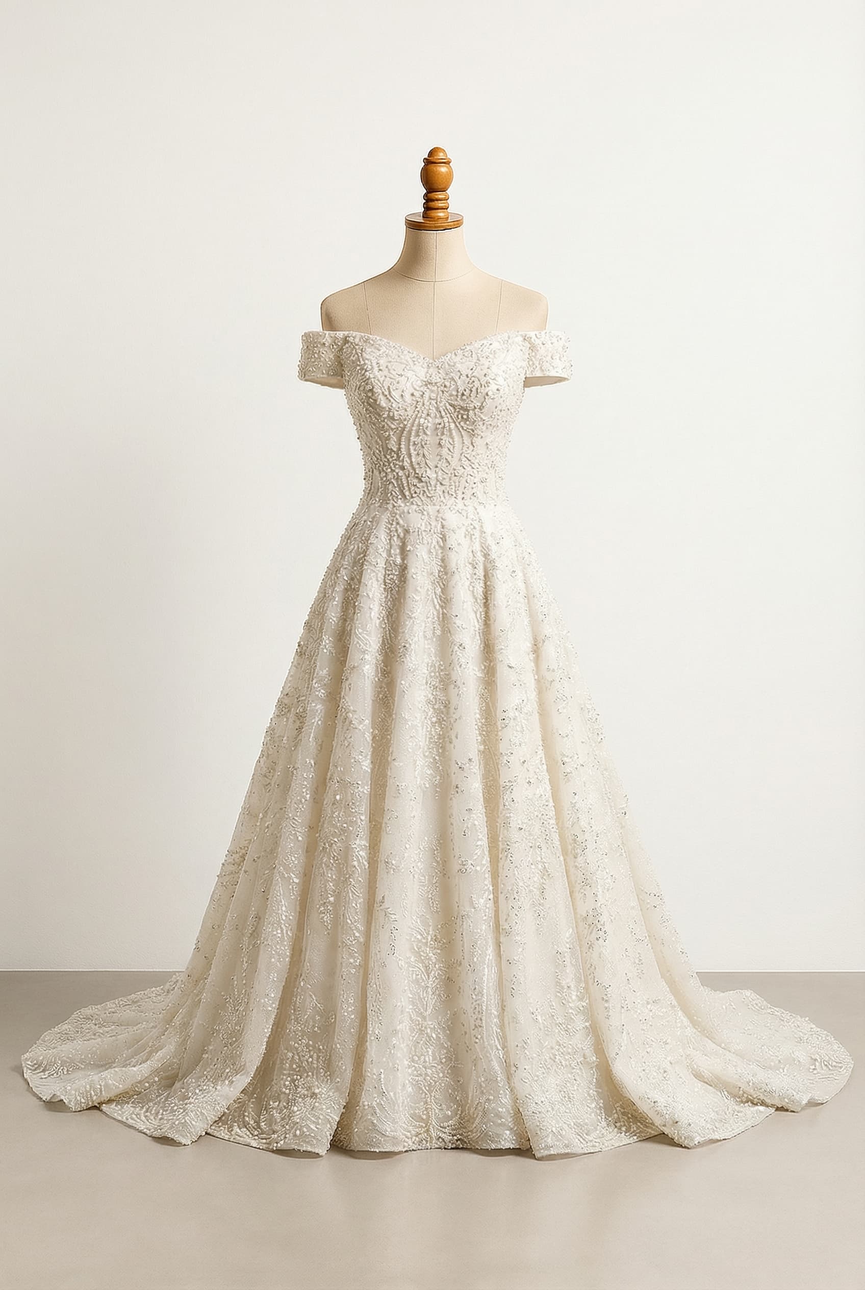 A romantic wedding dress with elegant details