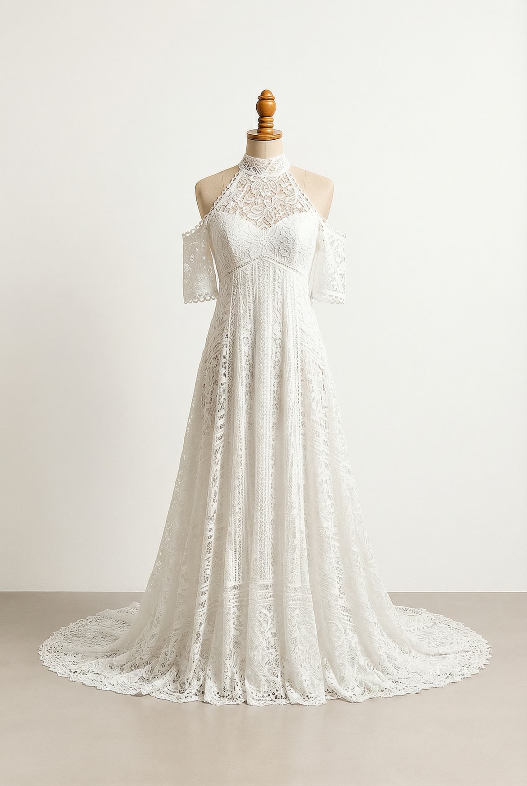 A romantic wedding dress with elegant details