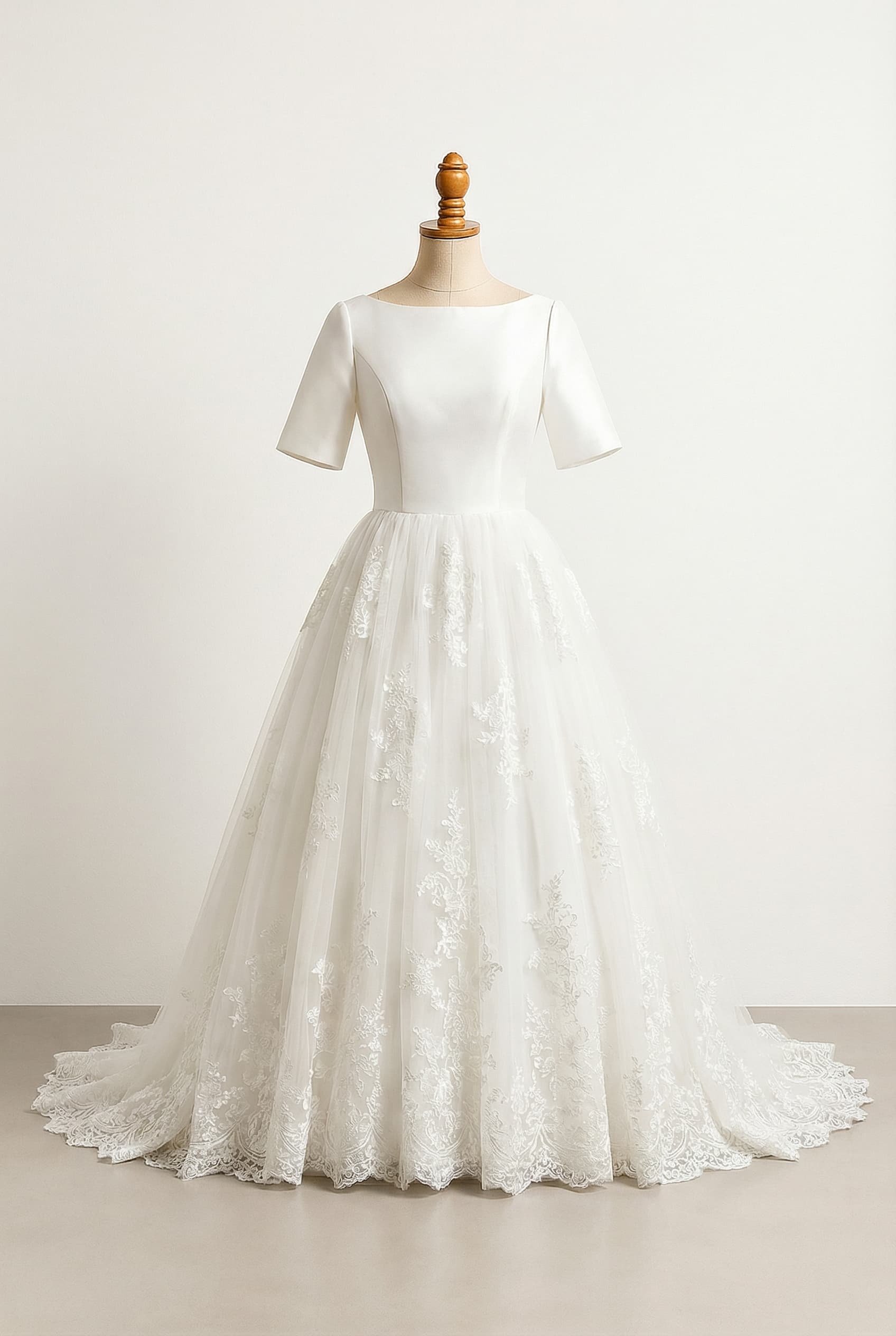 A romantic wedding dress with elegant details