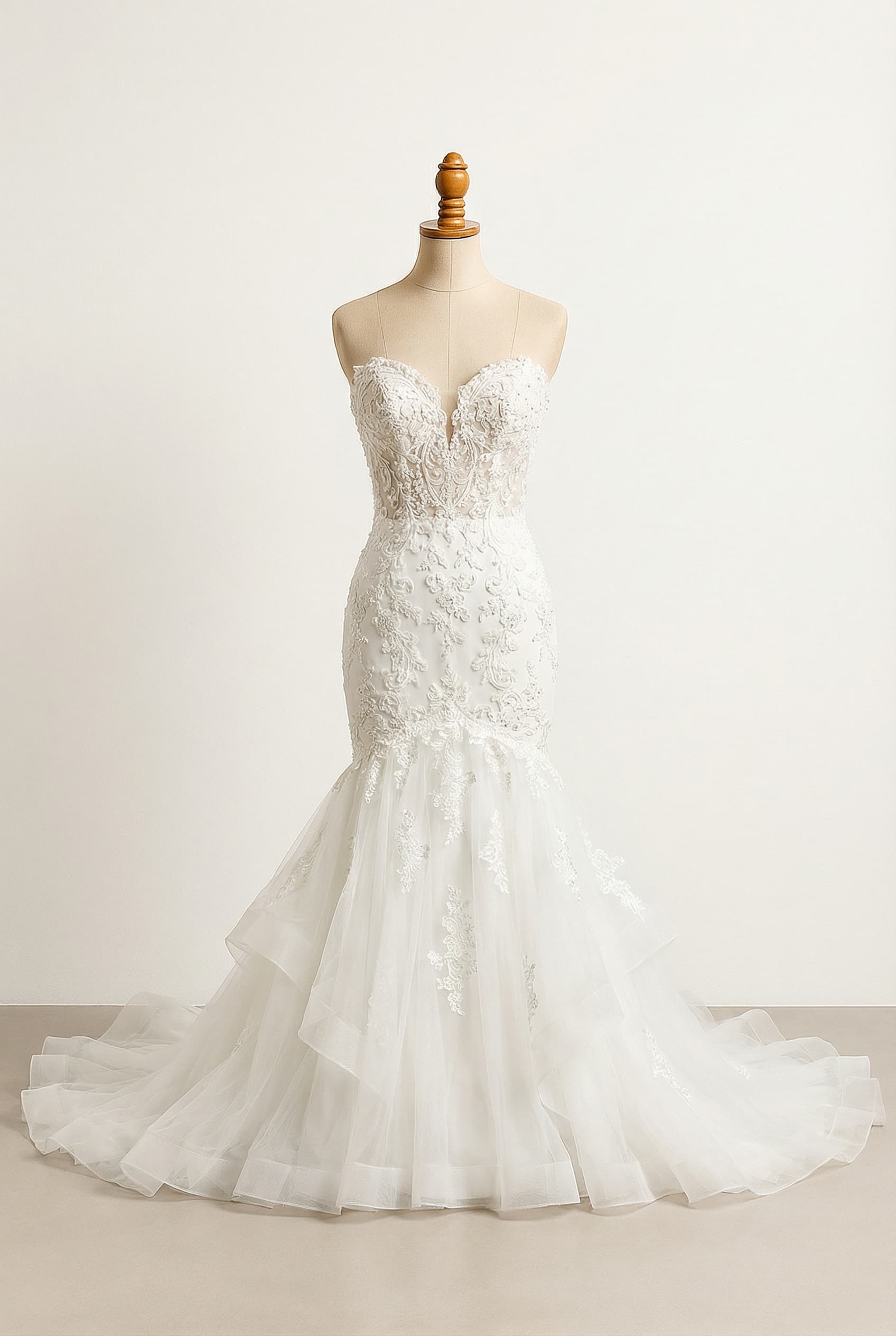 A romantic wedding dress with elegant details