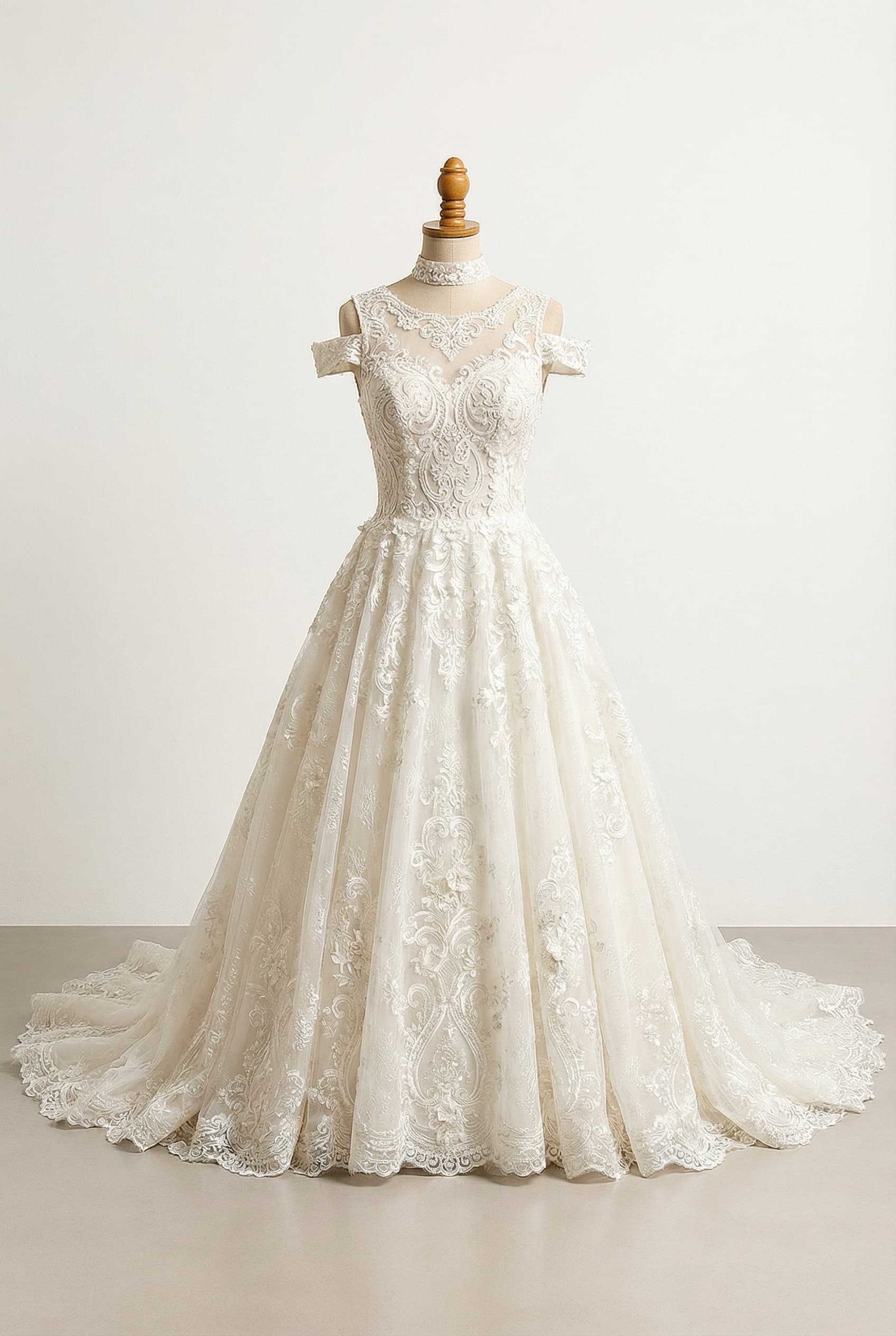 A romantic wedding dress with elegant details