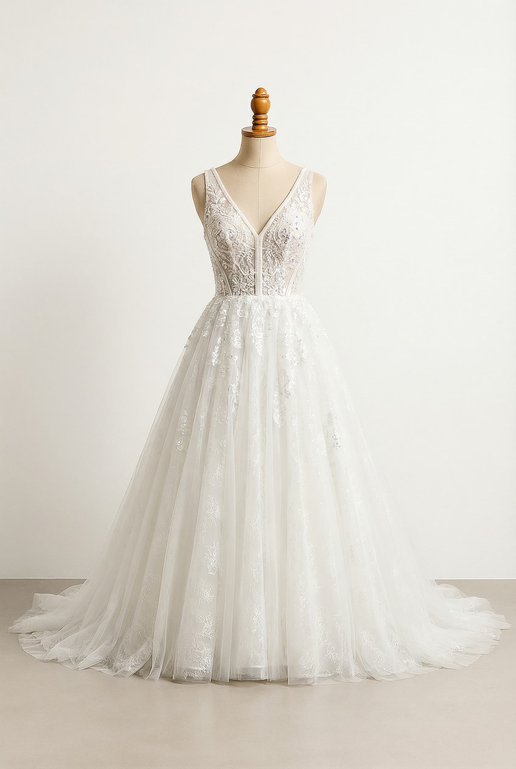 A romantic wedding dress with elegant details