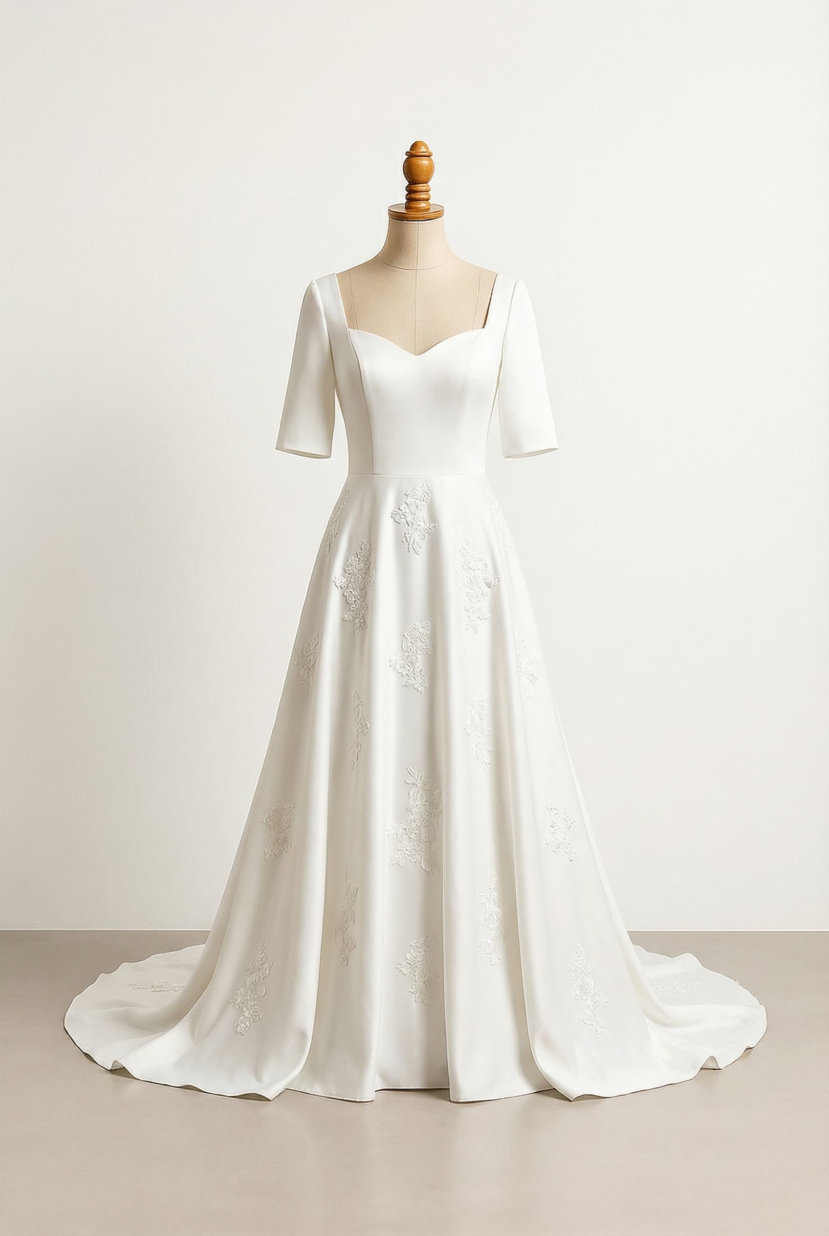 A romantic wedding dress with elegant details
