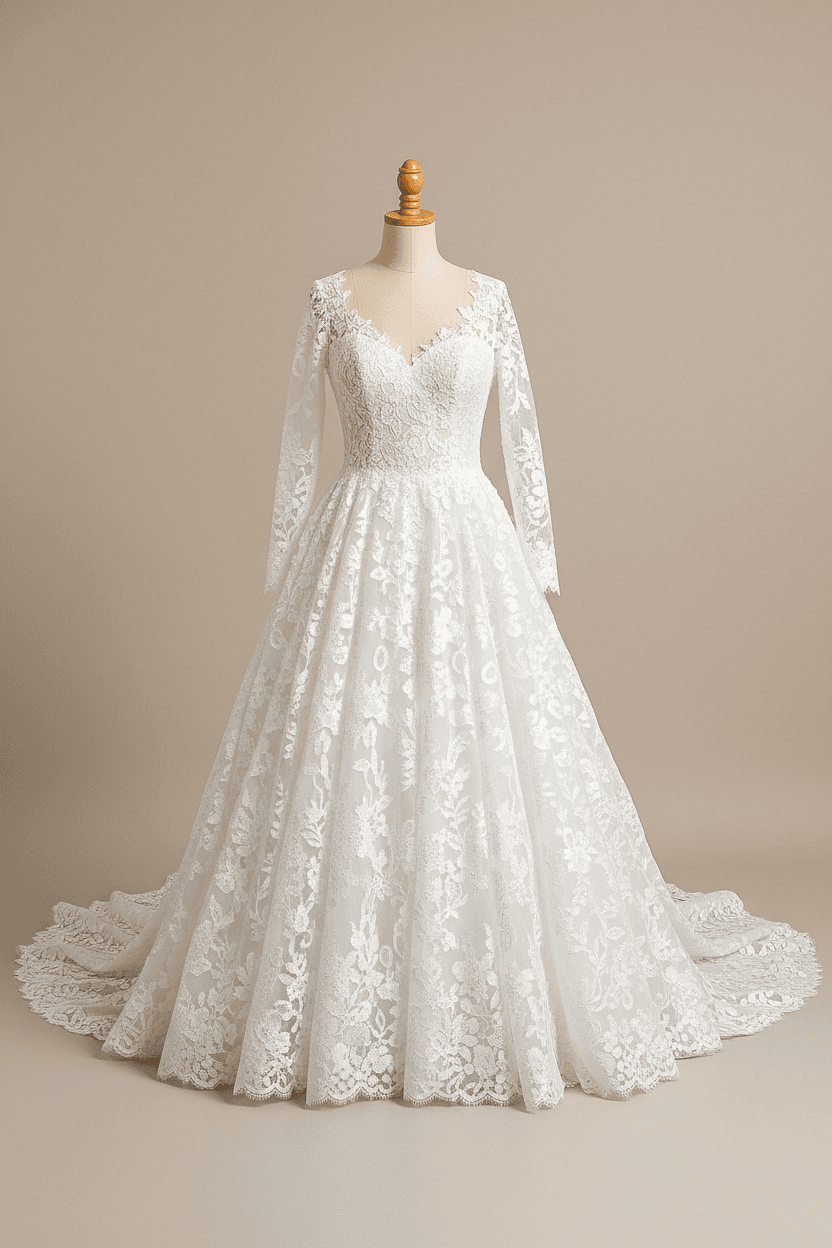 A romantic wedding dress with elegant details