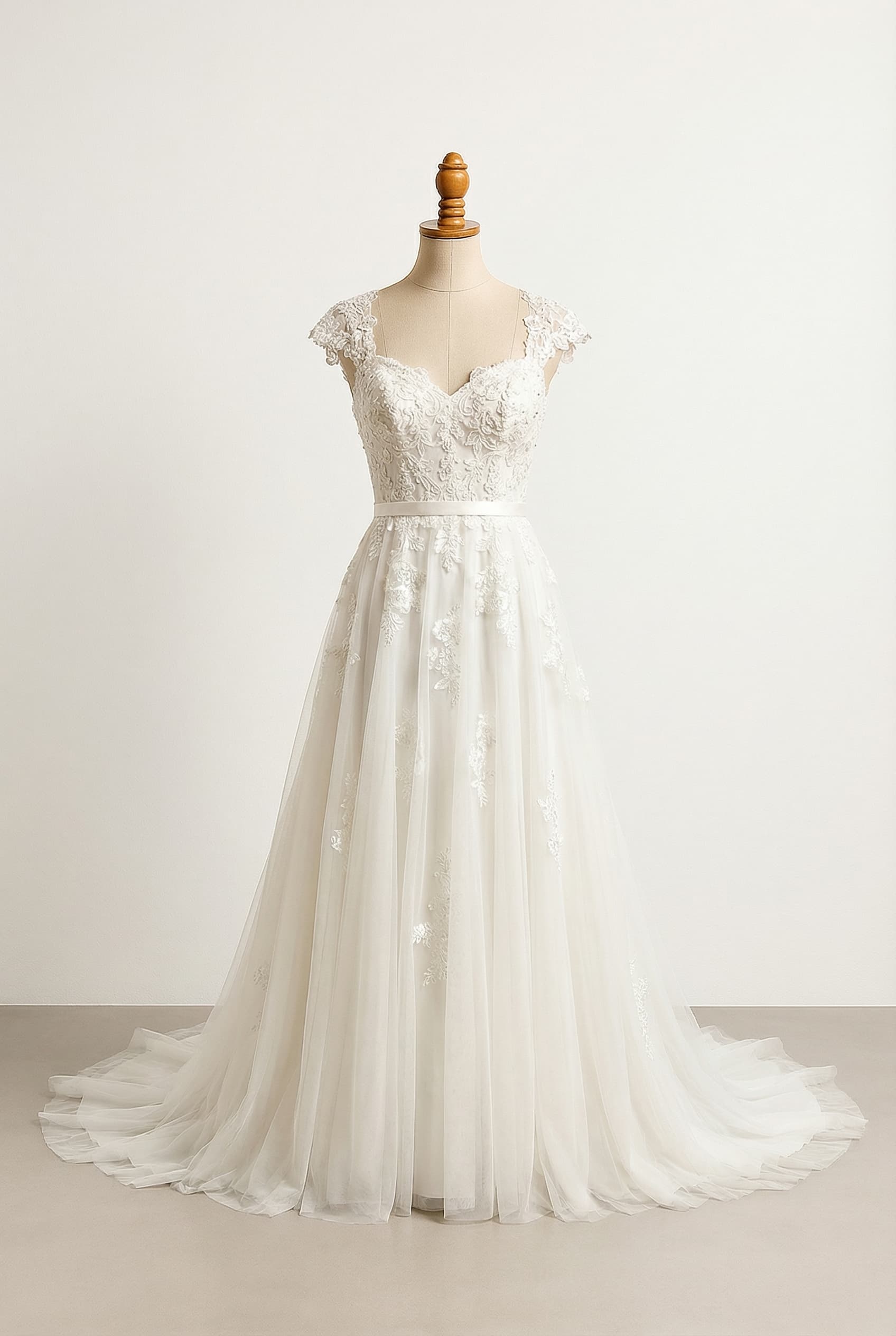 A romantic wedding dress with elegant details