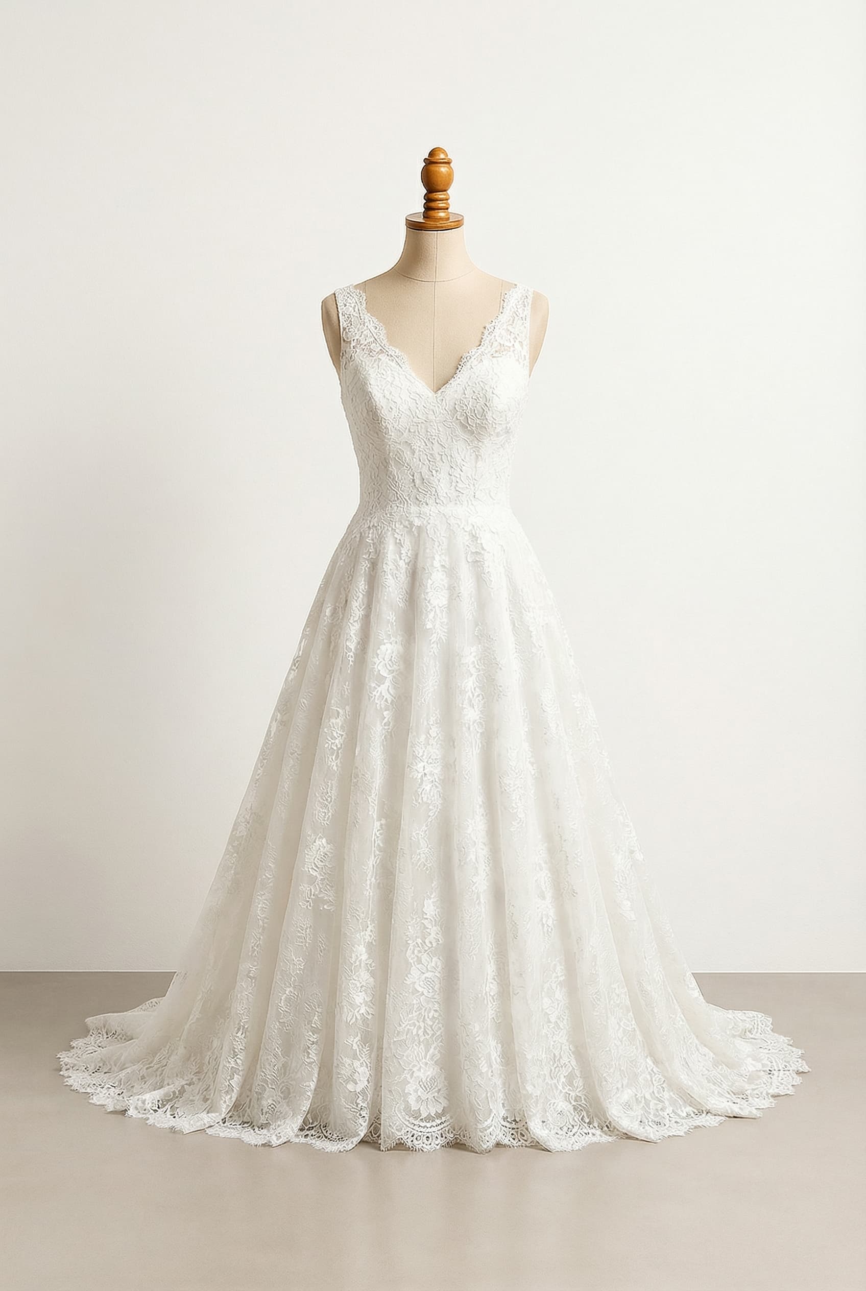 A romantic wedding dress with elegant details
