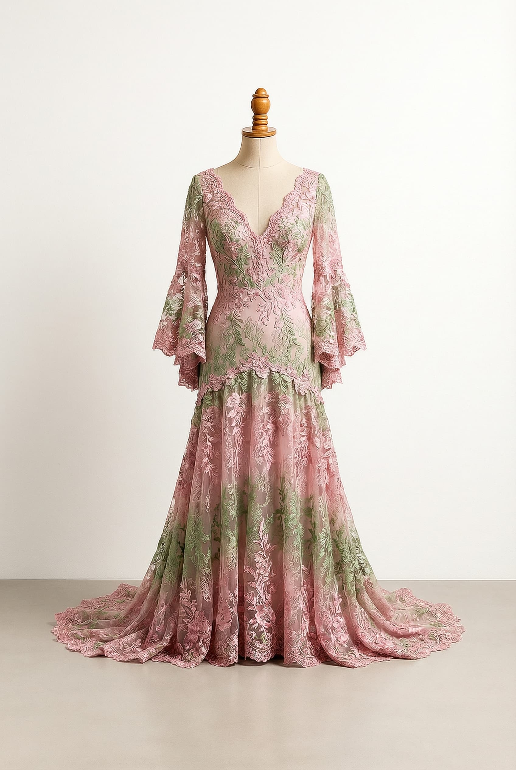 A romantic wedding dress with elegant details