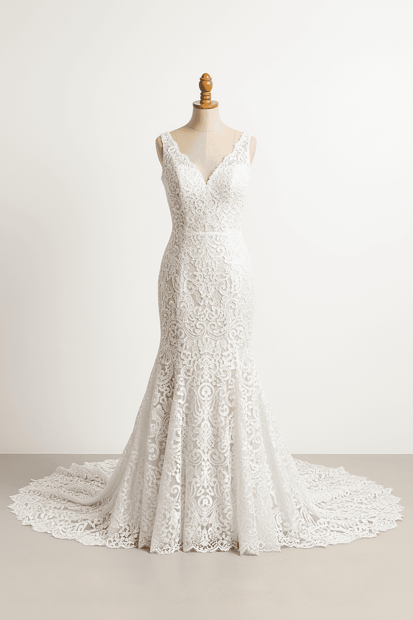 A romantic wedding dress with elegant details