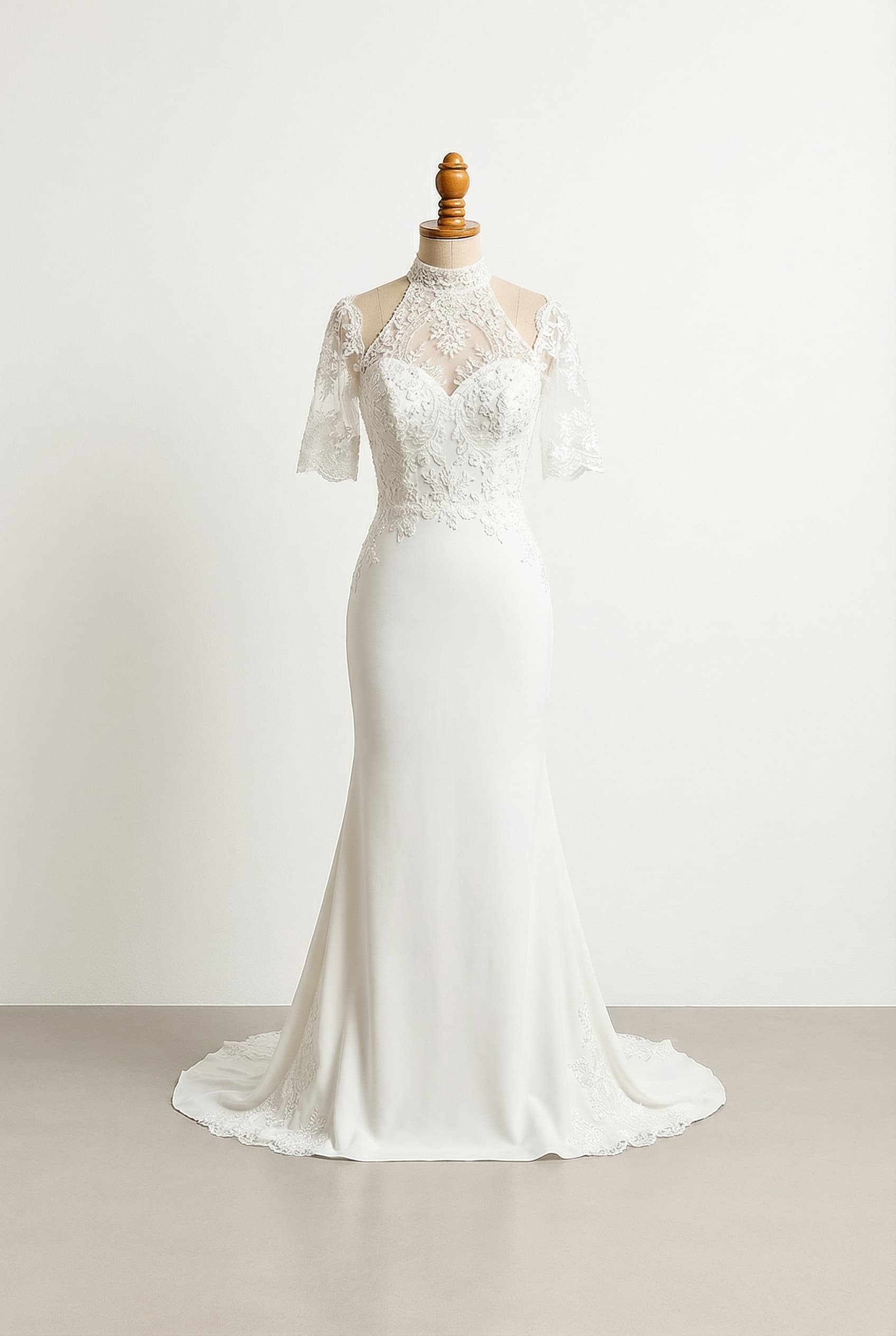 A romantic wedding dress with elegant details