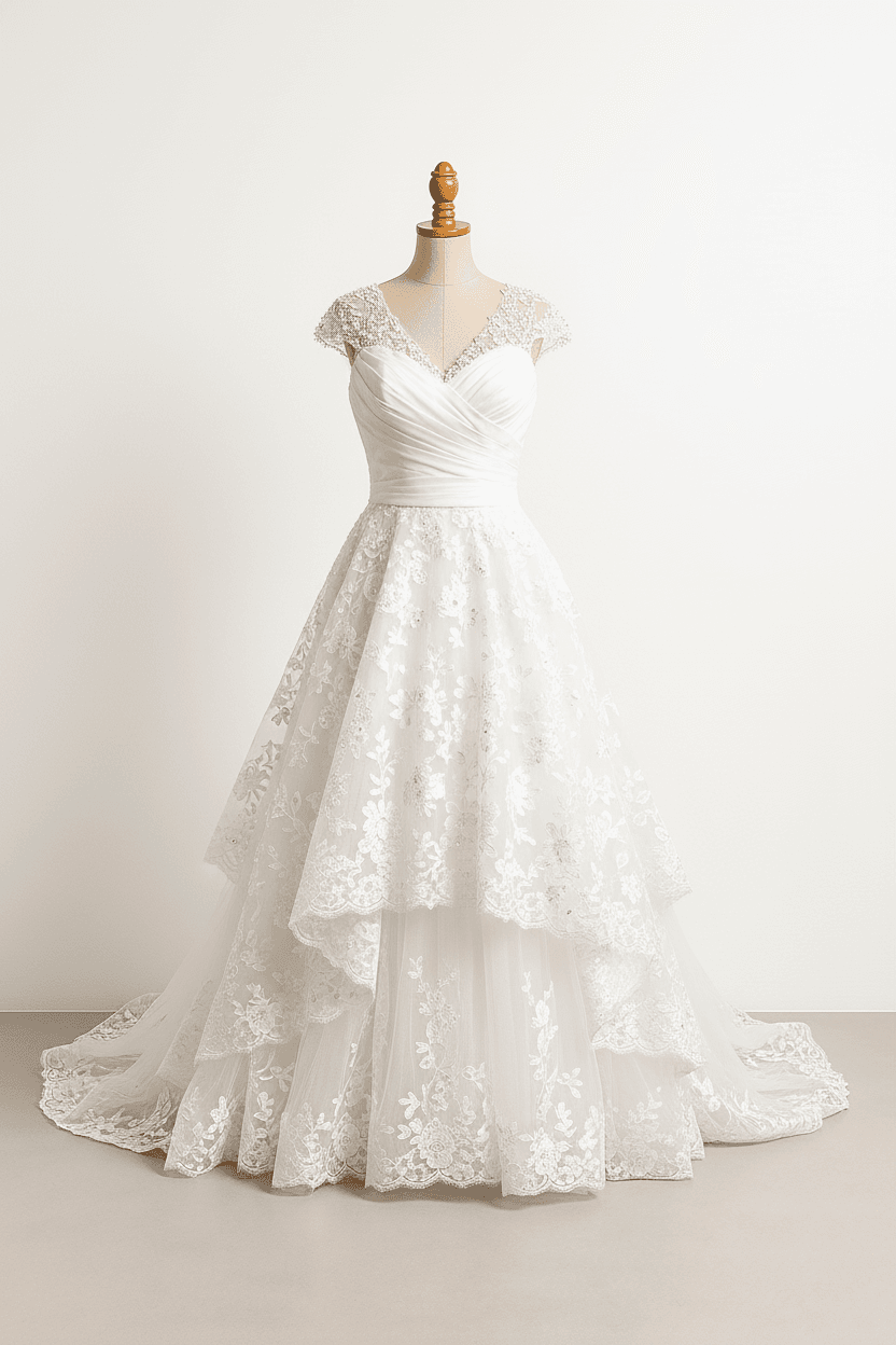 A romantic wedding dress with elegant details