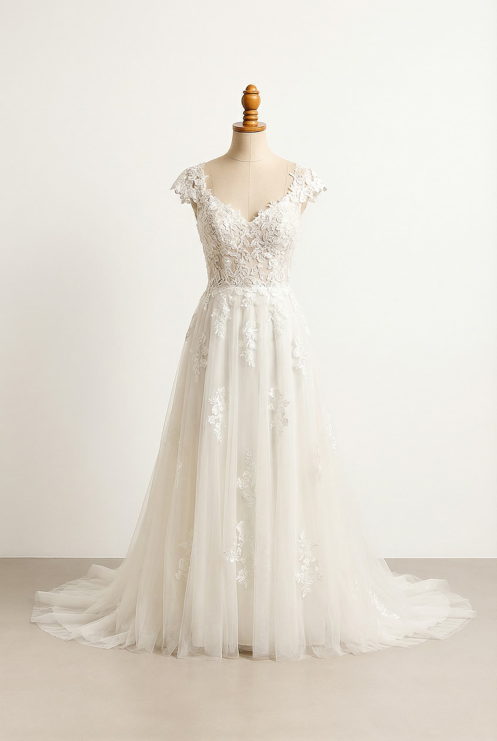 A romantic wedding dress with elegant details