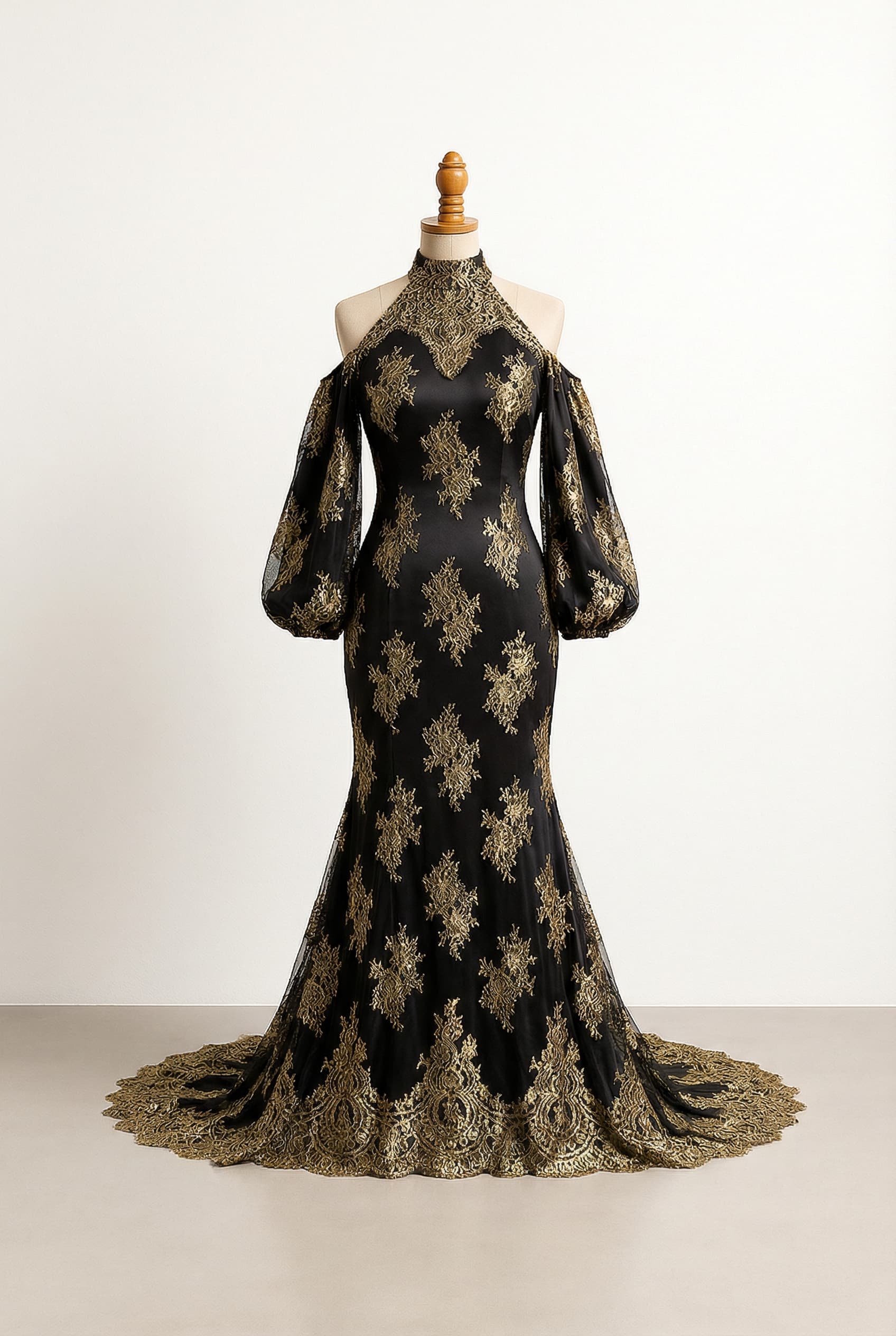 A romantic wedding dress with elegant details