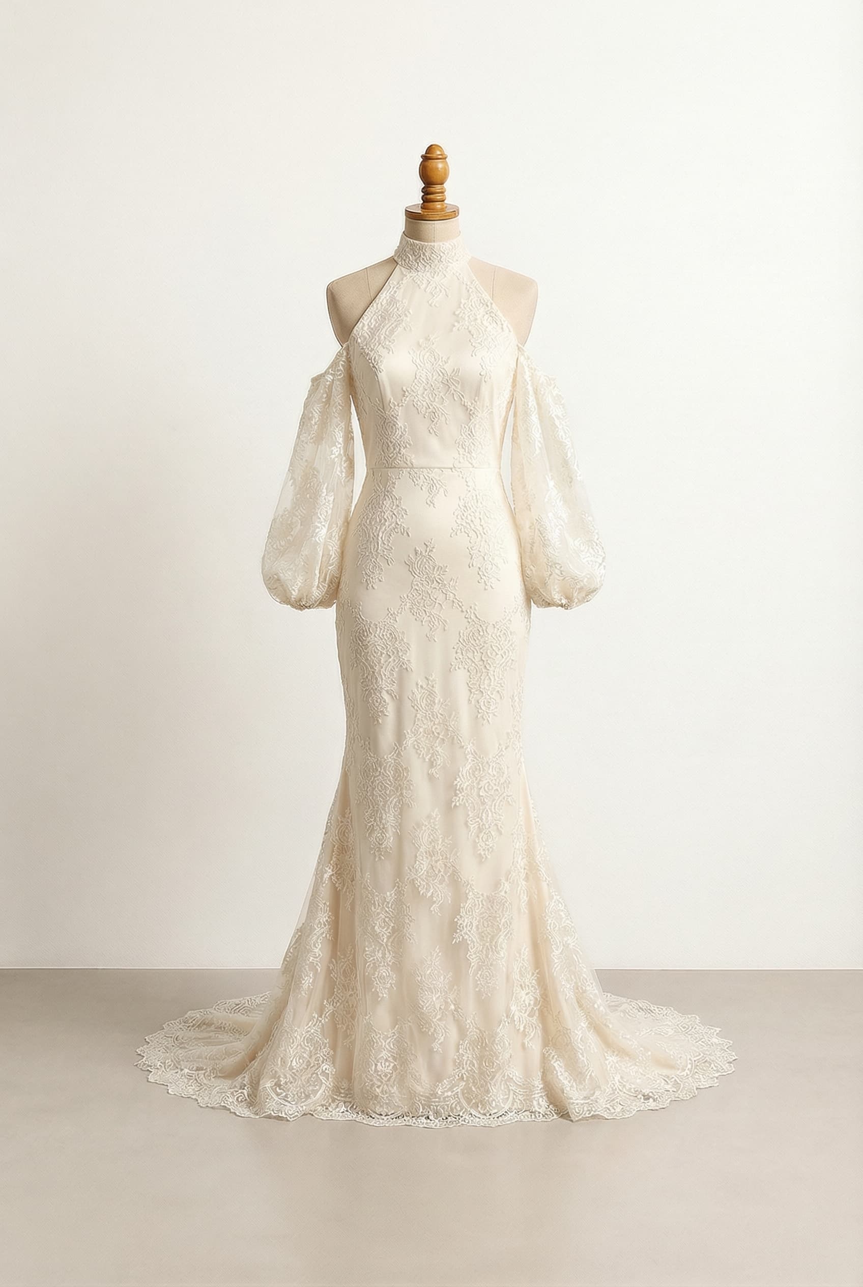 A romantic wedding dress with elegant details