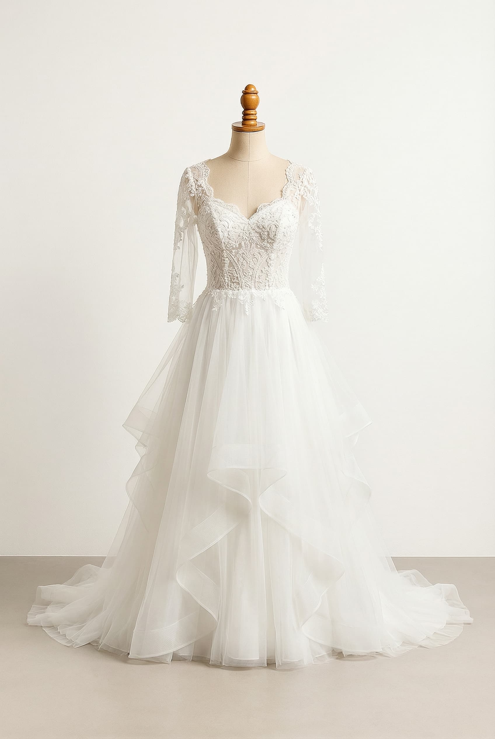 A romantic wedding dress with elegant details
