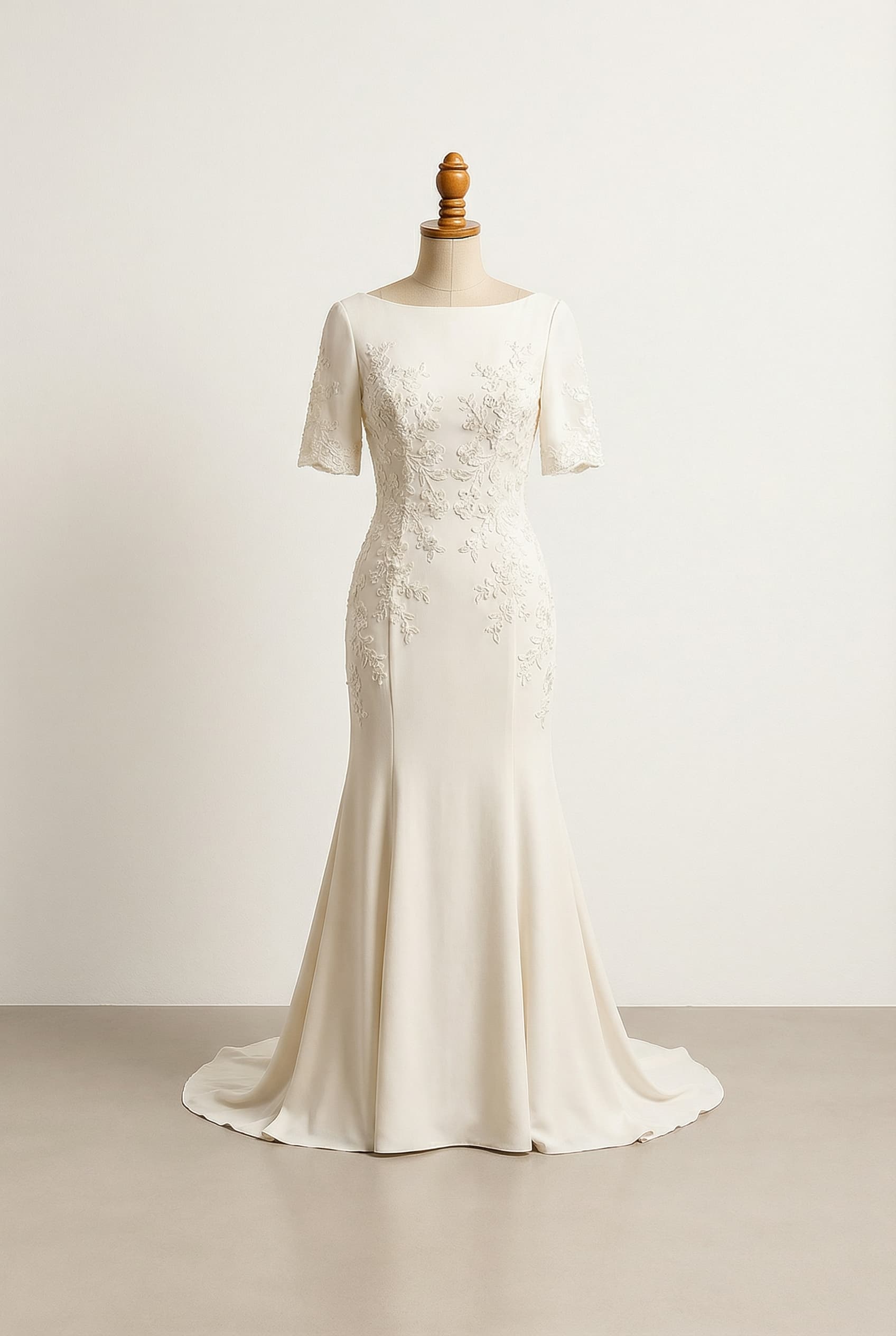 A romantic wedding dress with elegant details