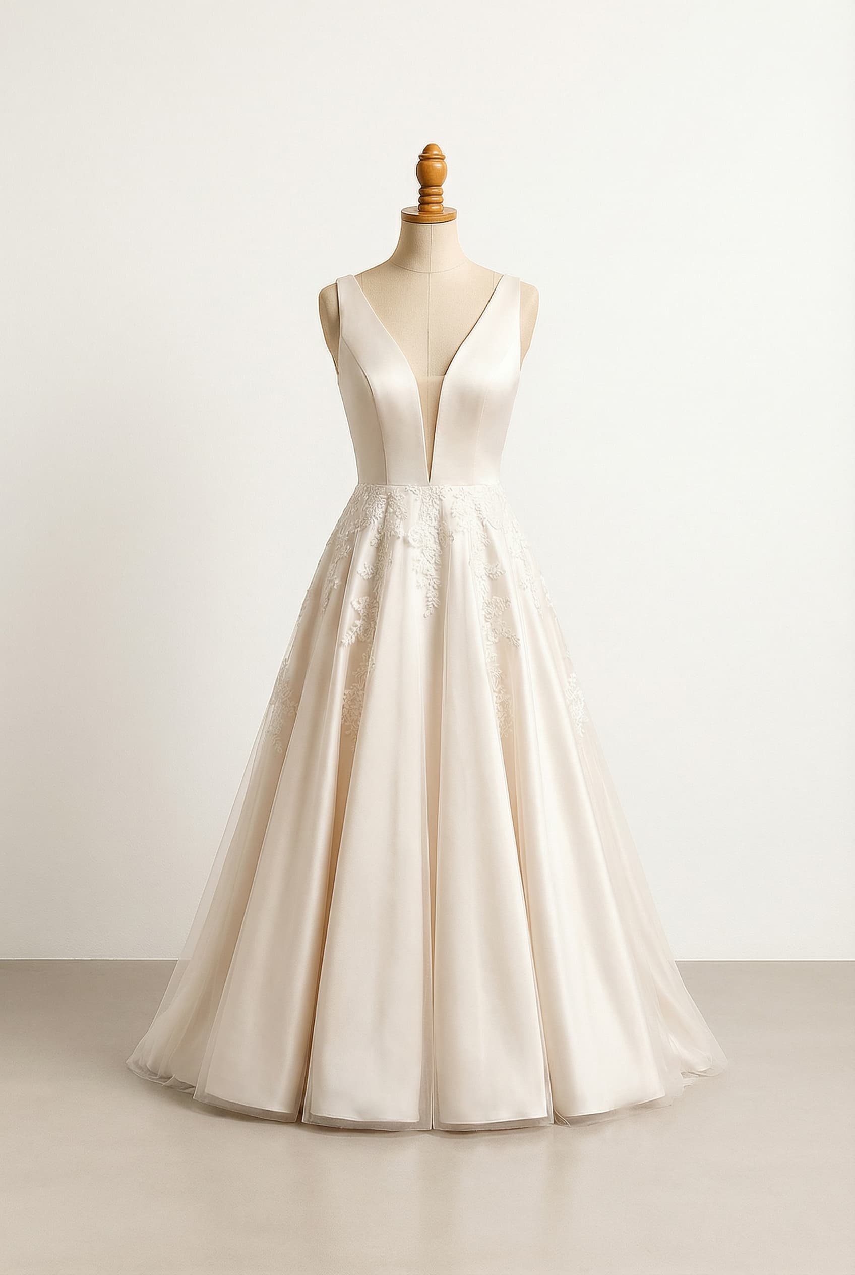 A romantic wedding dress with elegant details