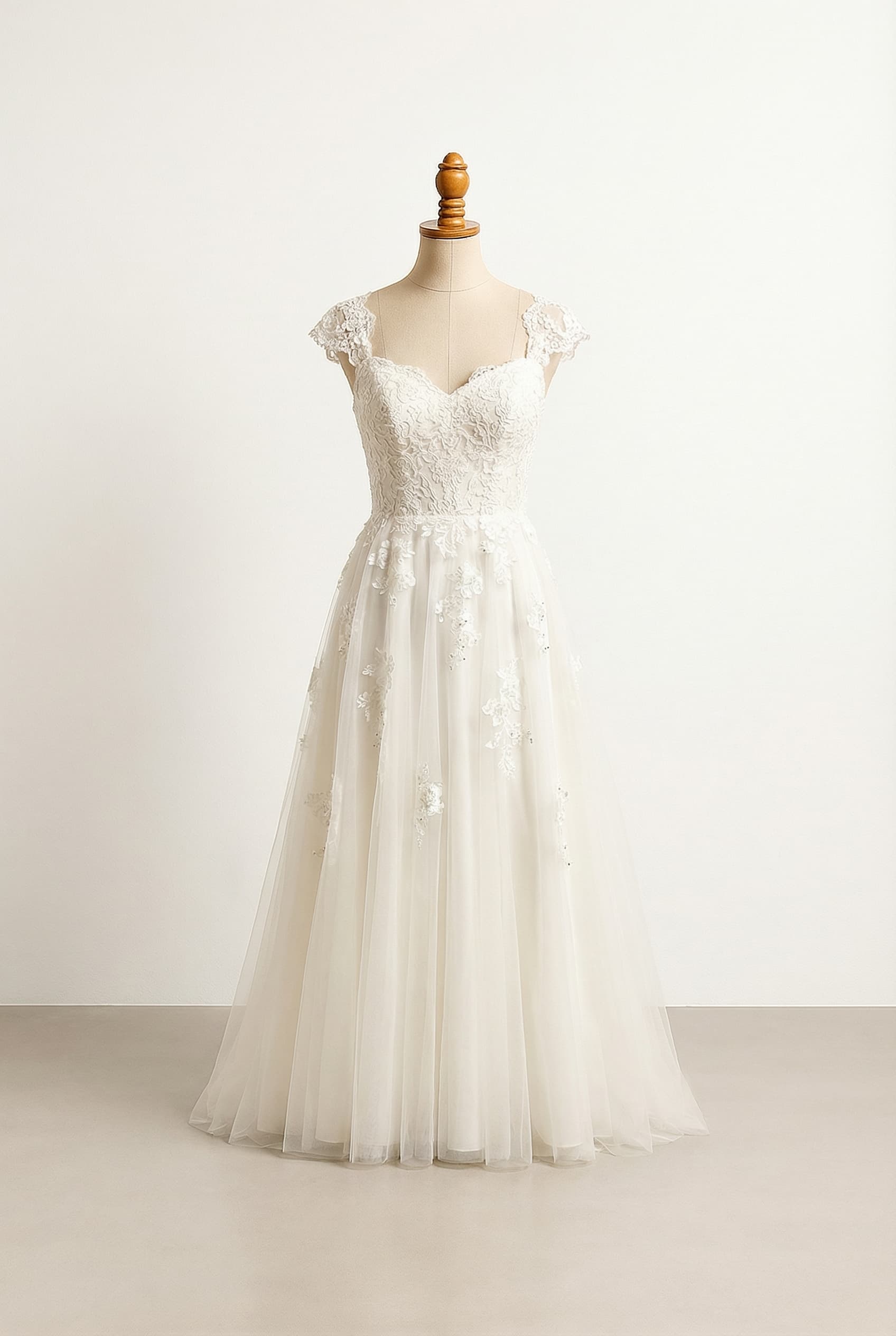 A romantic wedding dress with elegant details