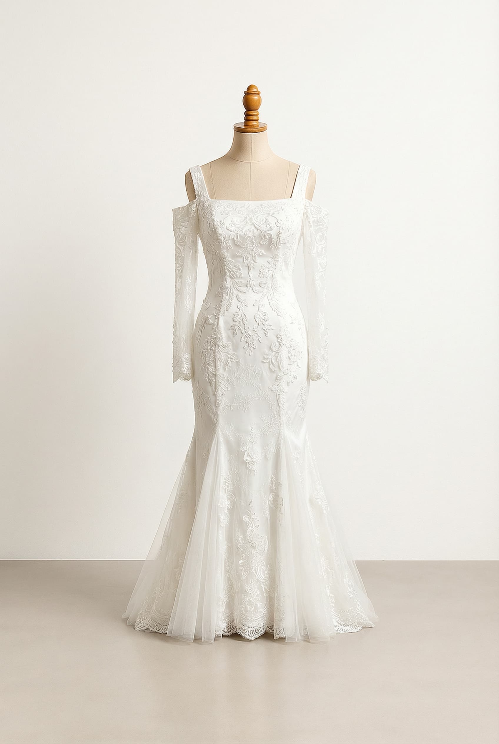 A romantic wedding dress with elegant details