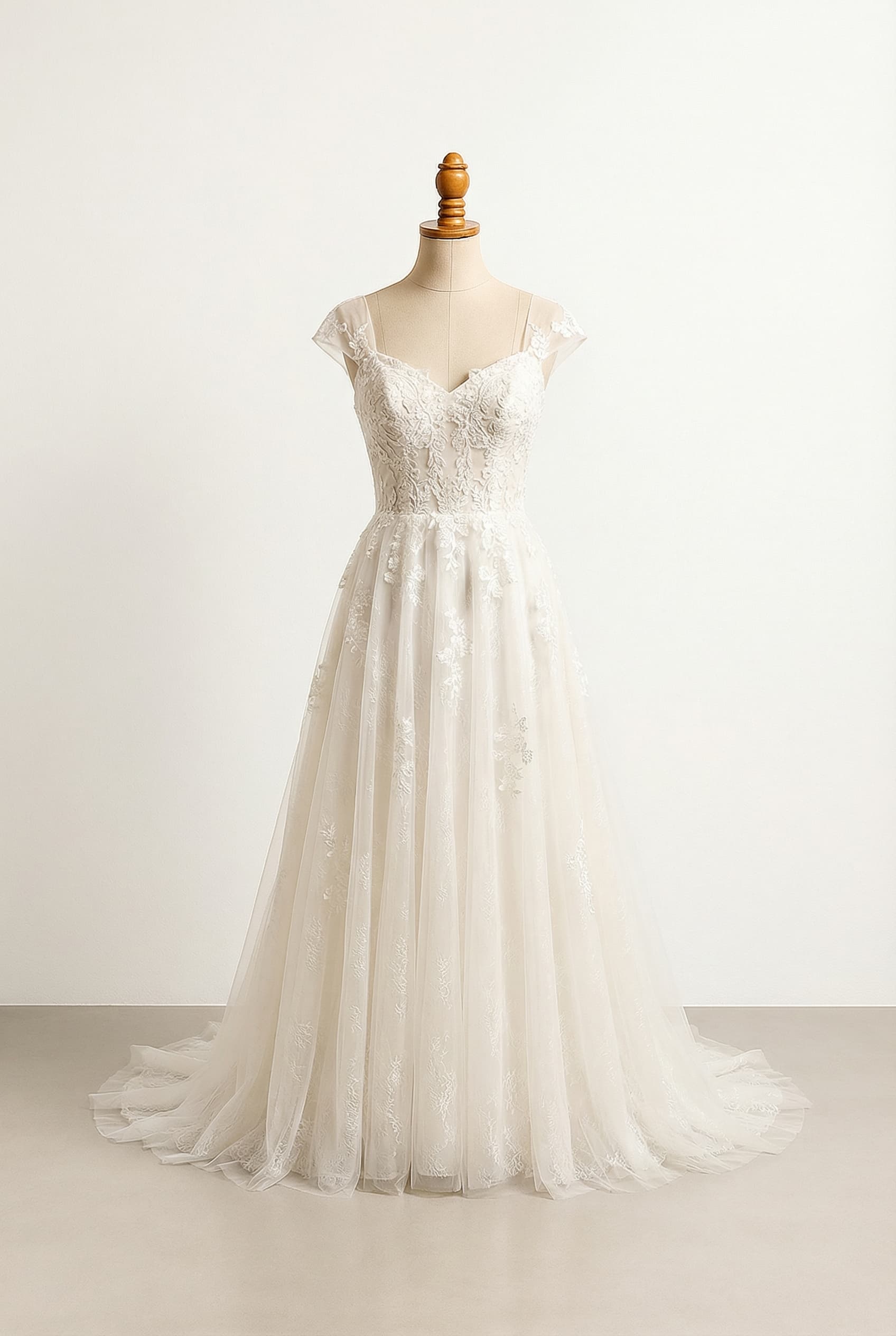 A romantic wedding dress with elegant details