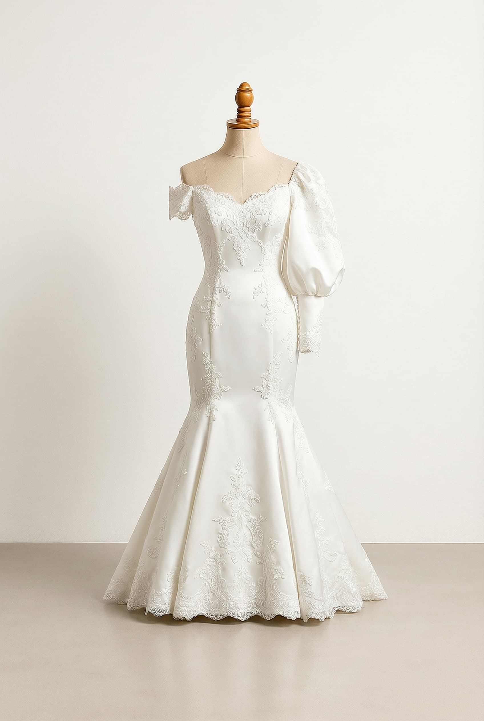 A romantic wedding dress with elegant details