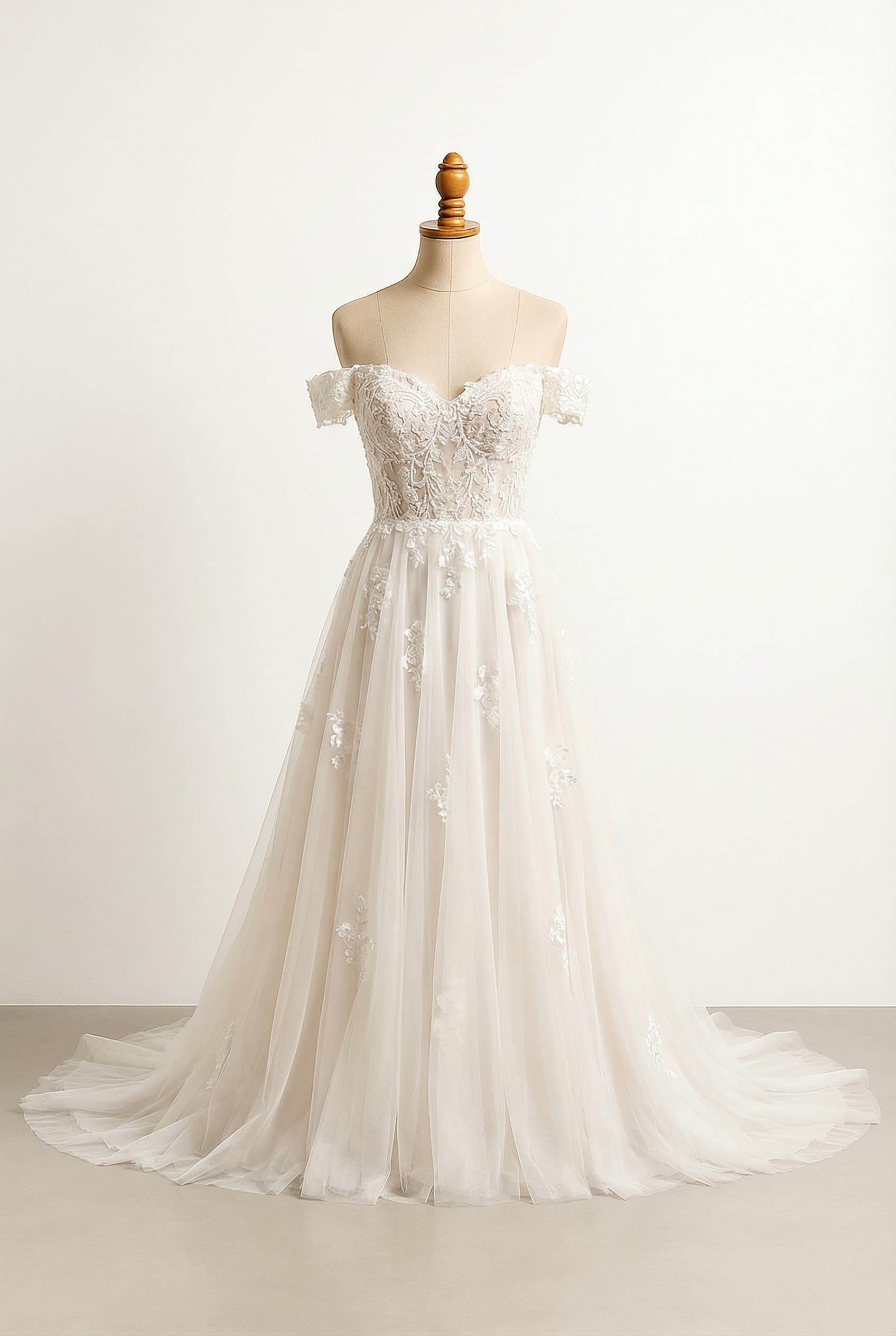 A romantic wedding dress with elegant details