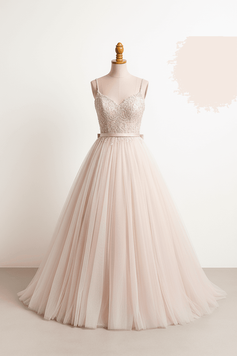 A romantic wedding dress with elegant details