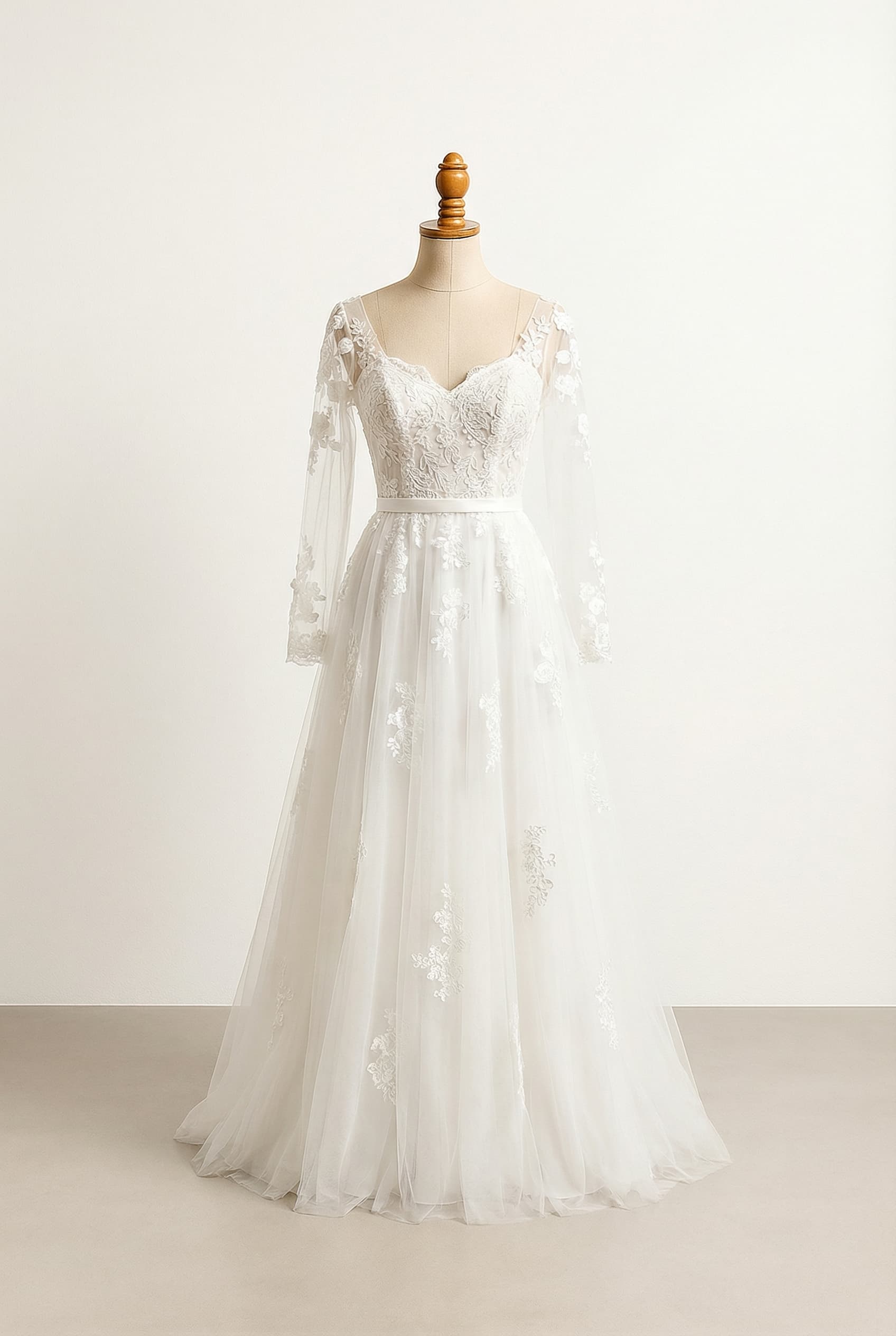 A romantic wedding dress with elegant details