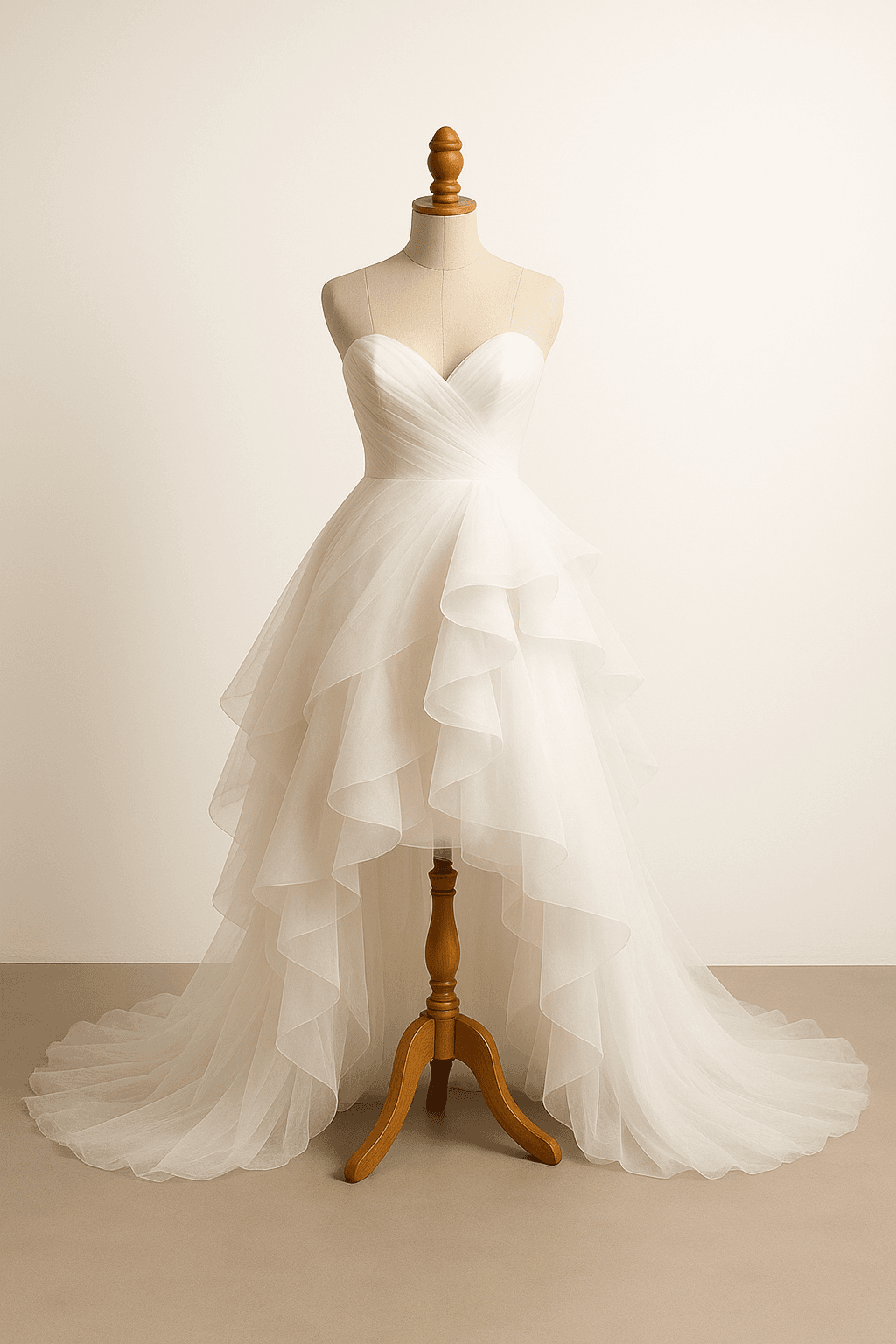 a dramatic wedding dress for a short bride