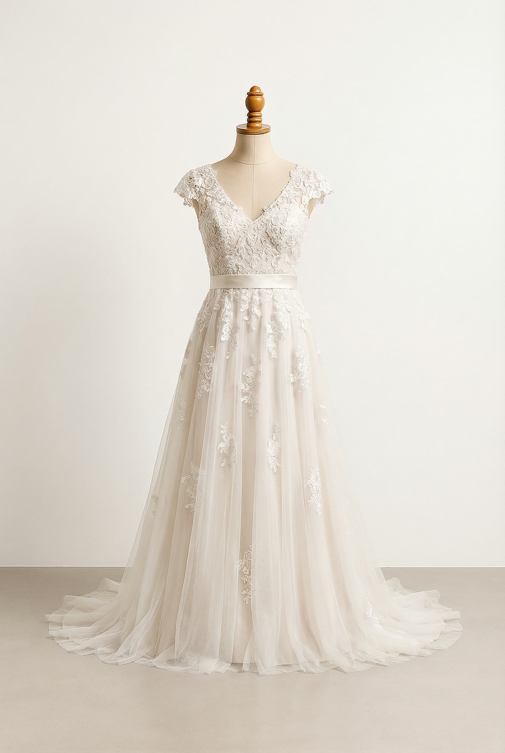 A romantic wedding dress with elegant details