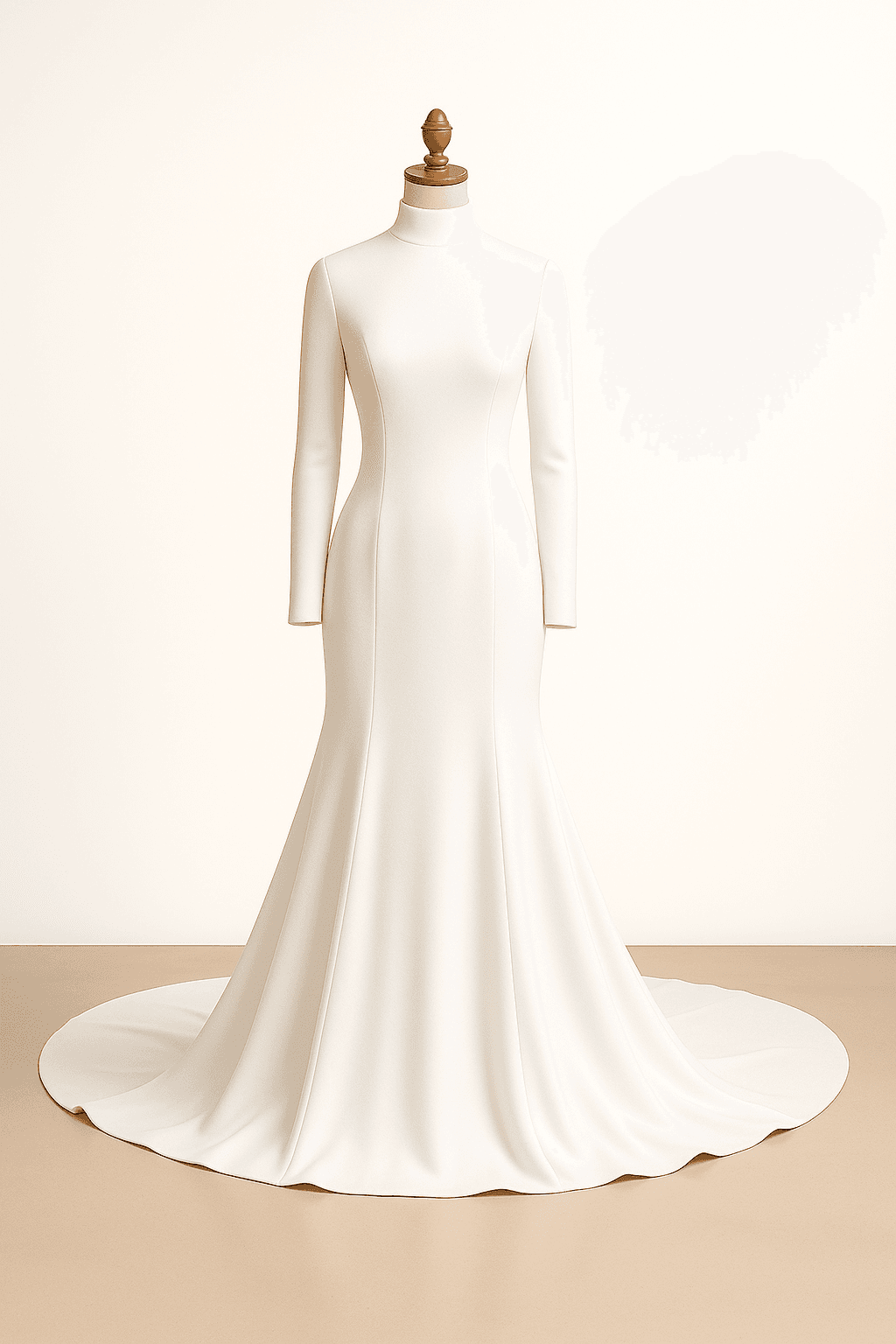 wedding dress dramatic arctic white Modified: add a high neck