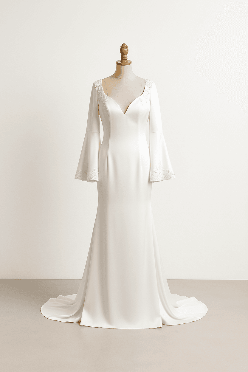 A romantic wedding dress with elegant details