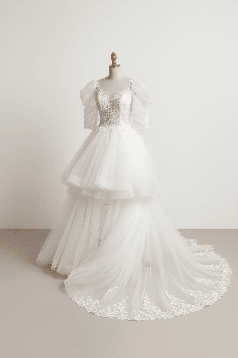 A romantic wedding dress with elegant details