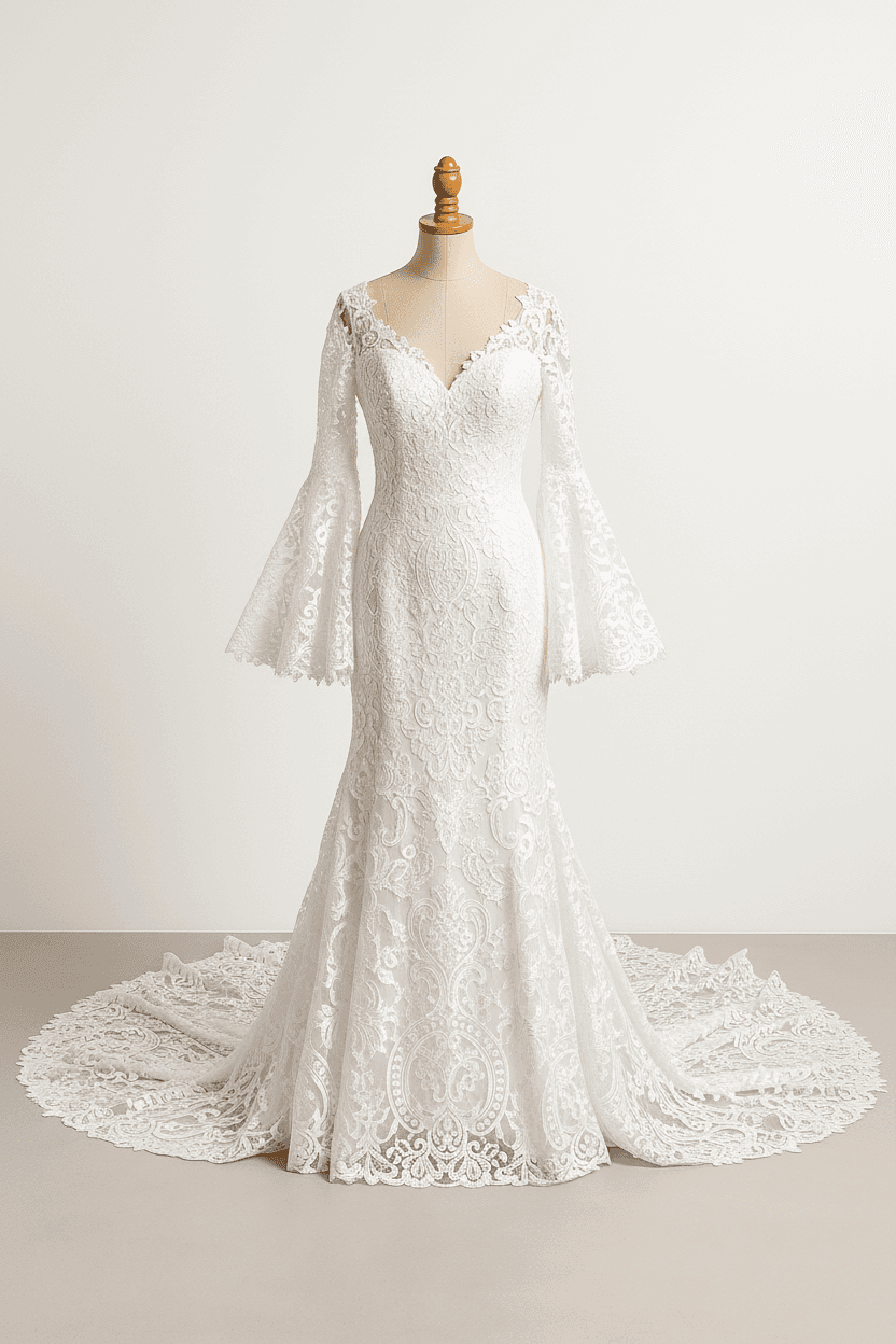 A romantic wedding dress with elegant details