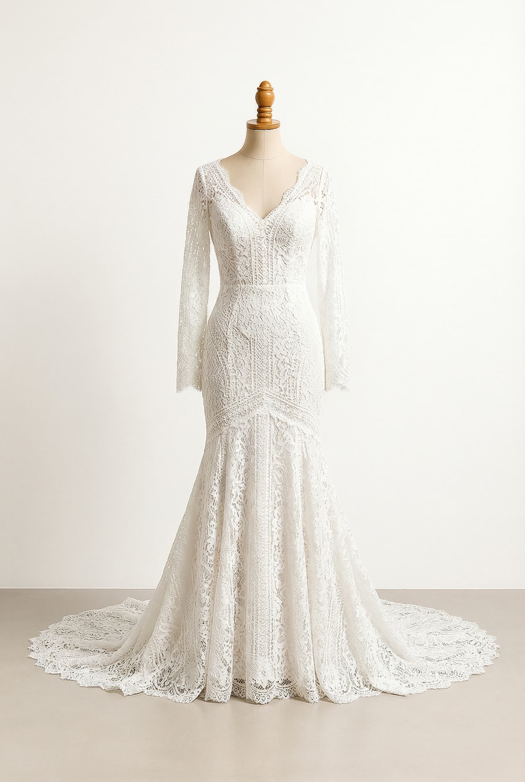 A romantic wedding dress with elegant details