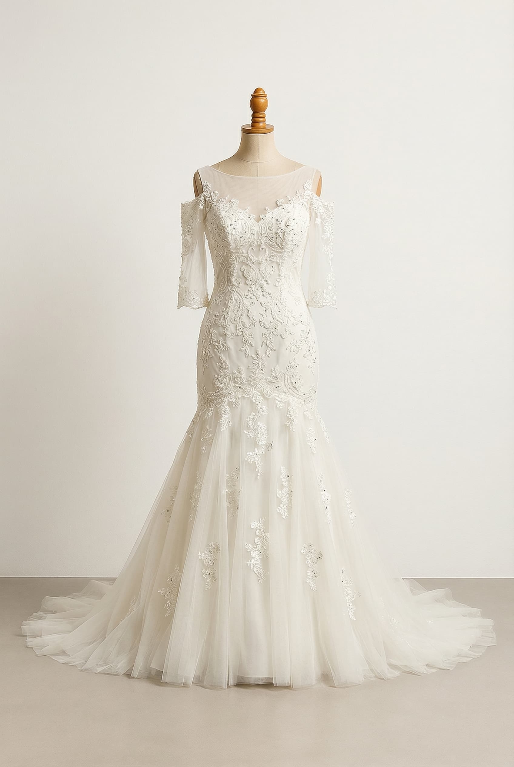 A romantic wedding dress with elegant details