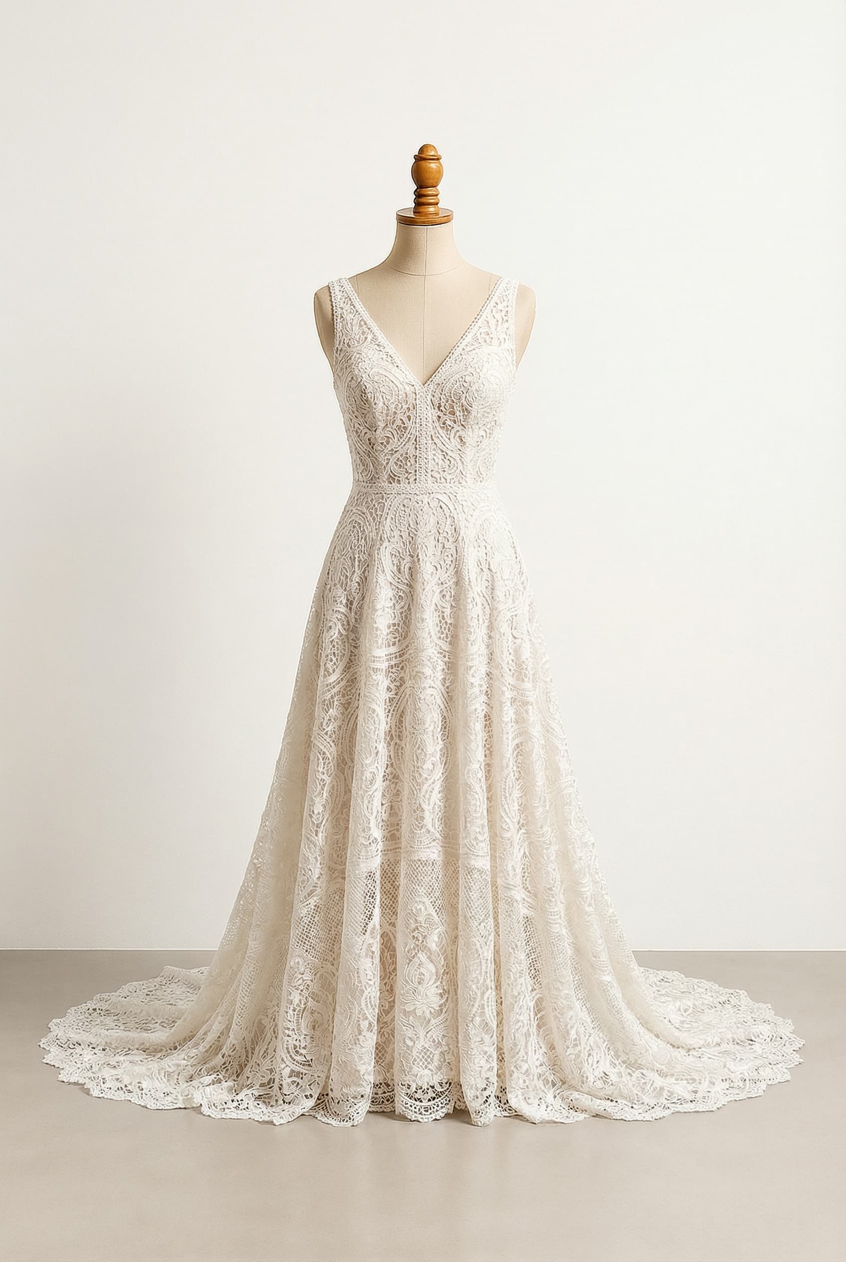 A romantic wedding dress with elegant details