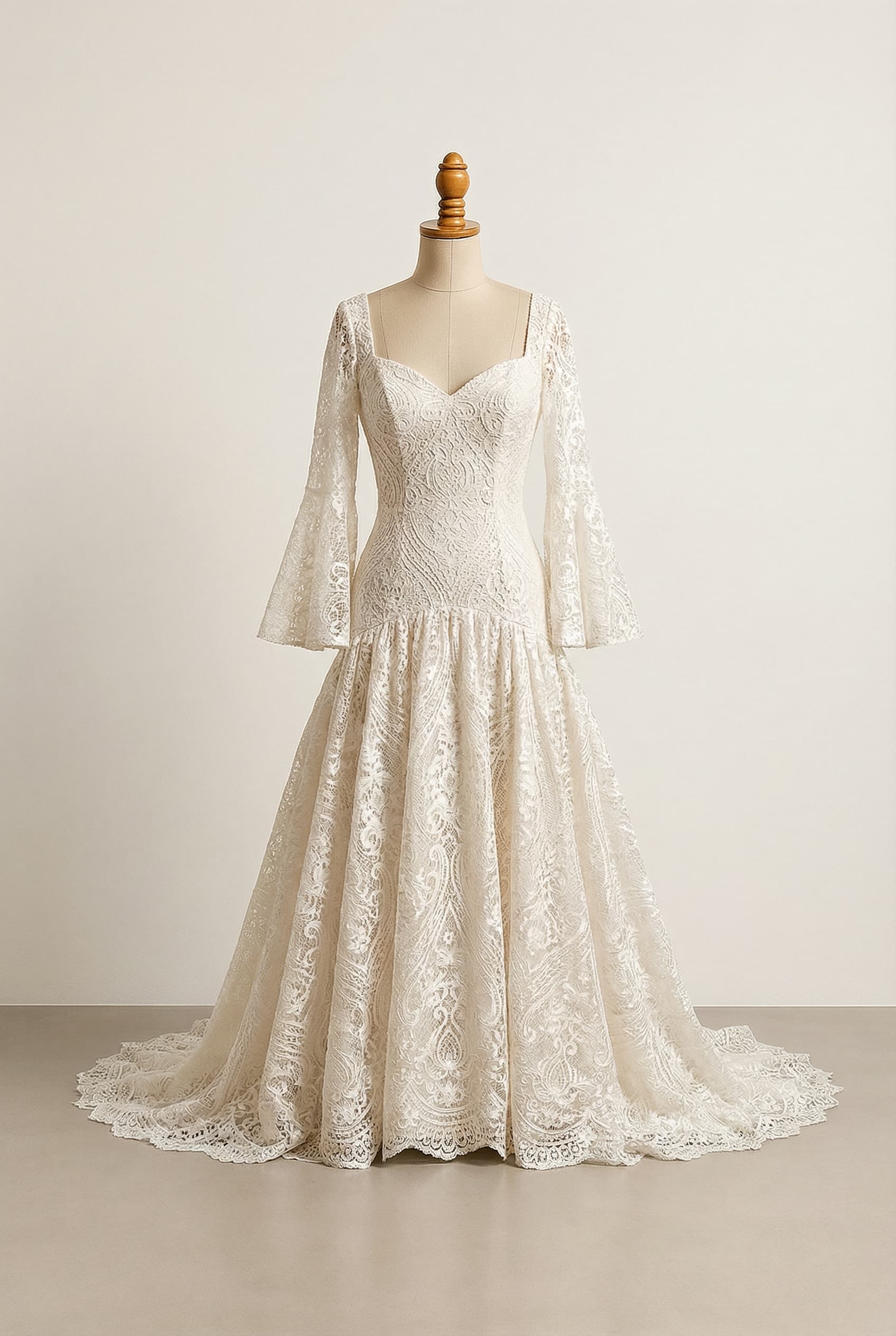 A romantic wedding dress with elegant details