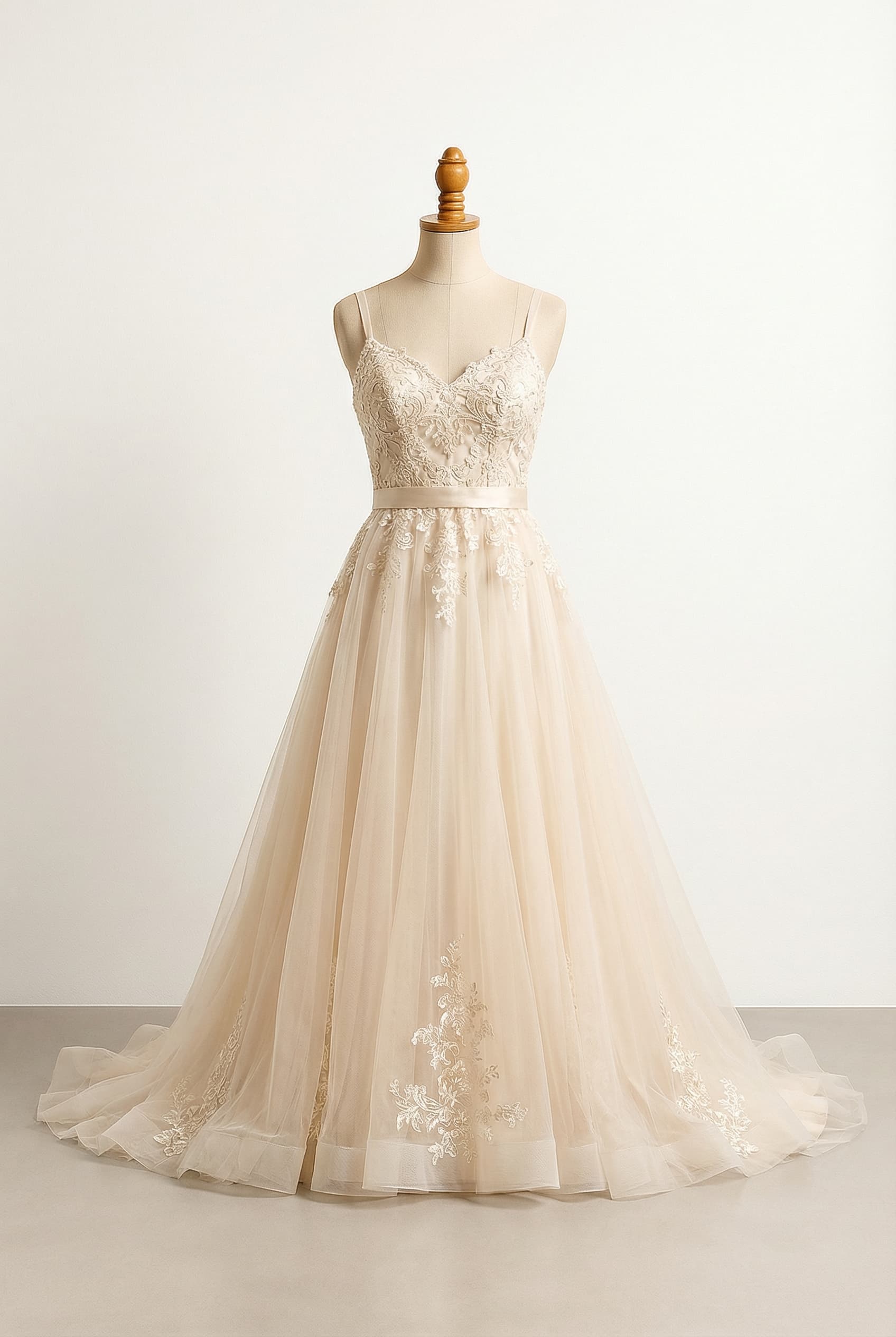 A romantic wedding dress with elegant details