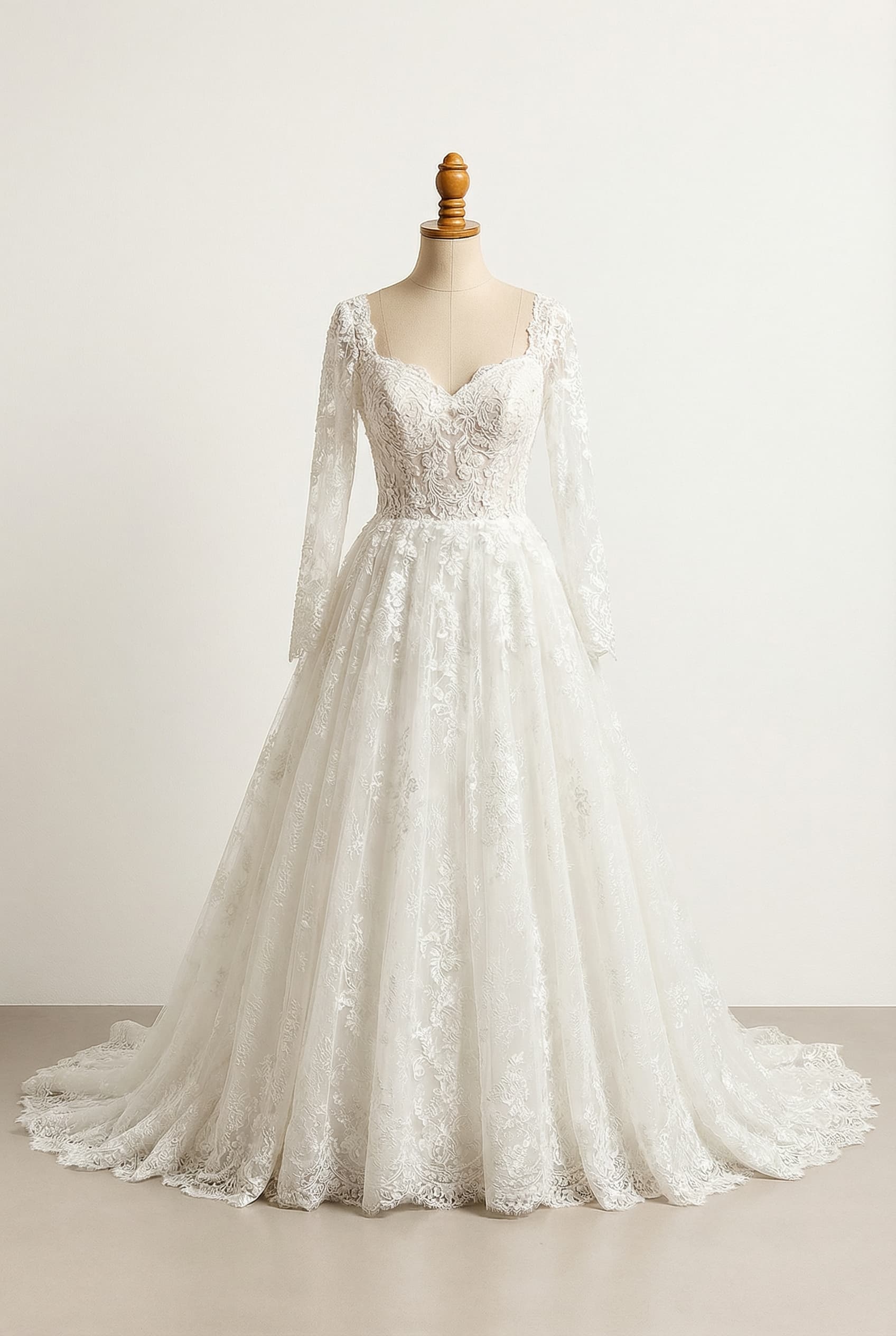 A romantic wedding dress with elegant details