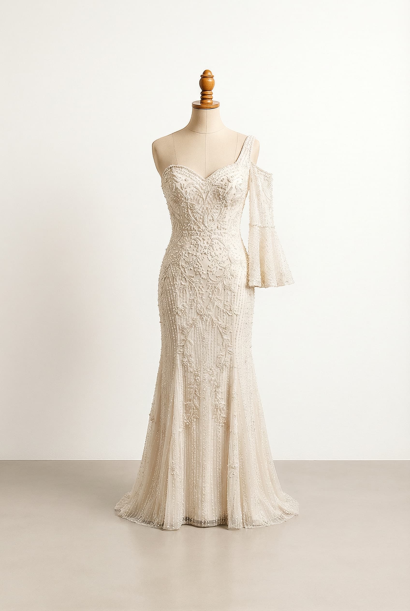 A romantic wedding dress with elegant details