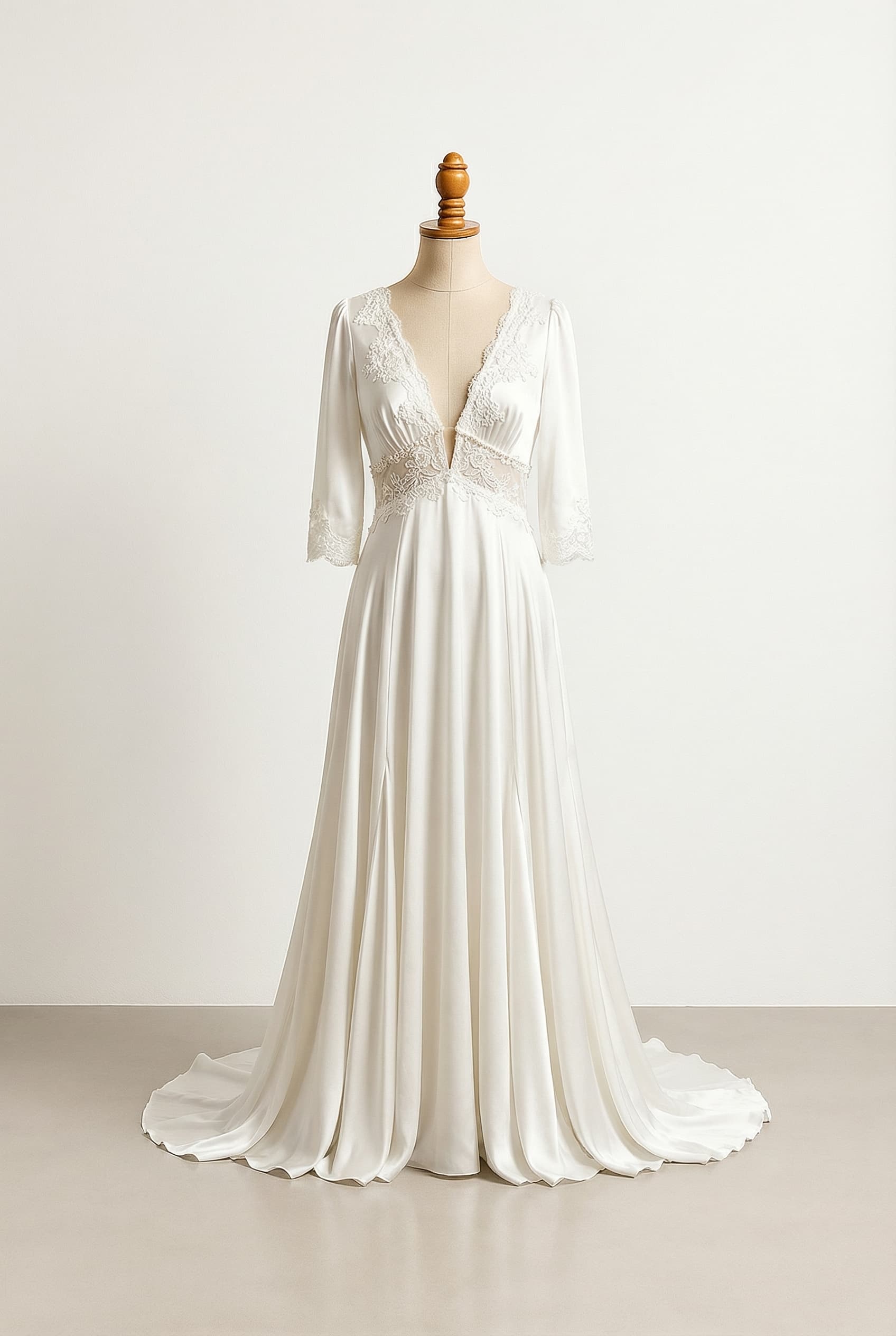 A romantic wedding dress with elegant details