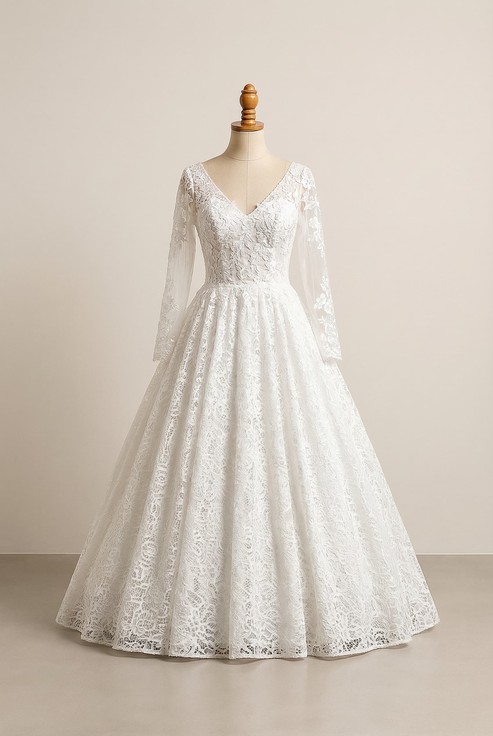 Modest wedding dress ball gown silhouette with a V-neckline and long sleeves sheer White, sheer lace or applique sleeves, tulle for the skirt, more sparkles, tulle skirt, more poofy silhouette, addition of sparkles throughout the gown