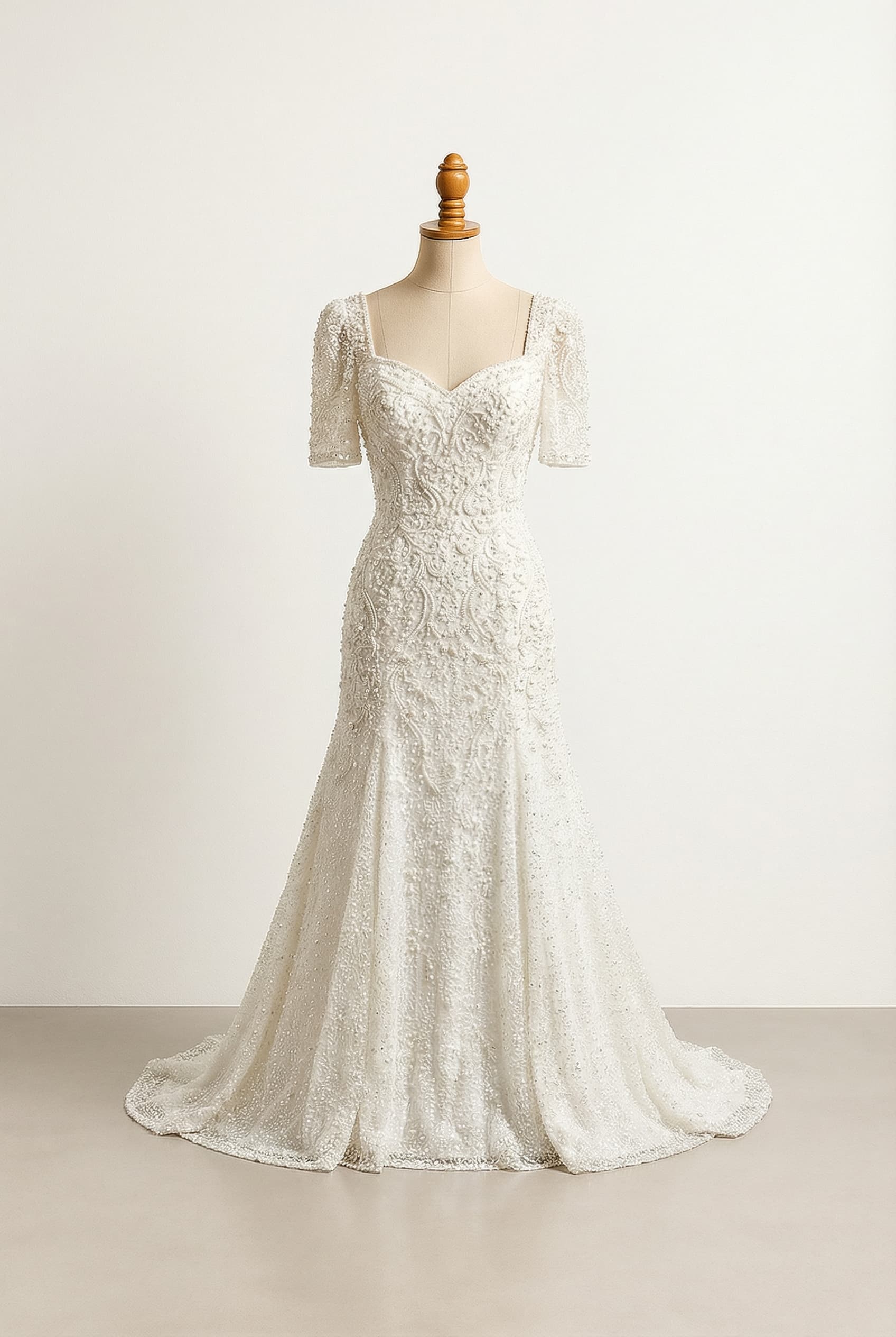 A romantic wedding dress with elegant details