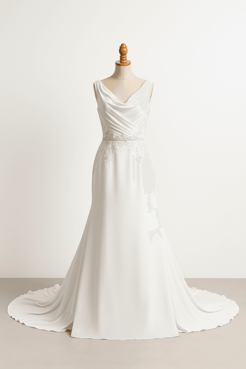 A romantic wedding dress with elegant details