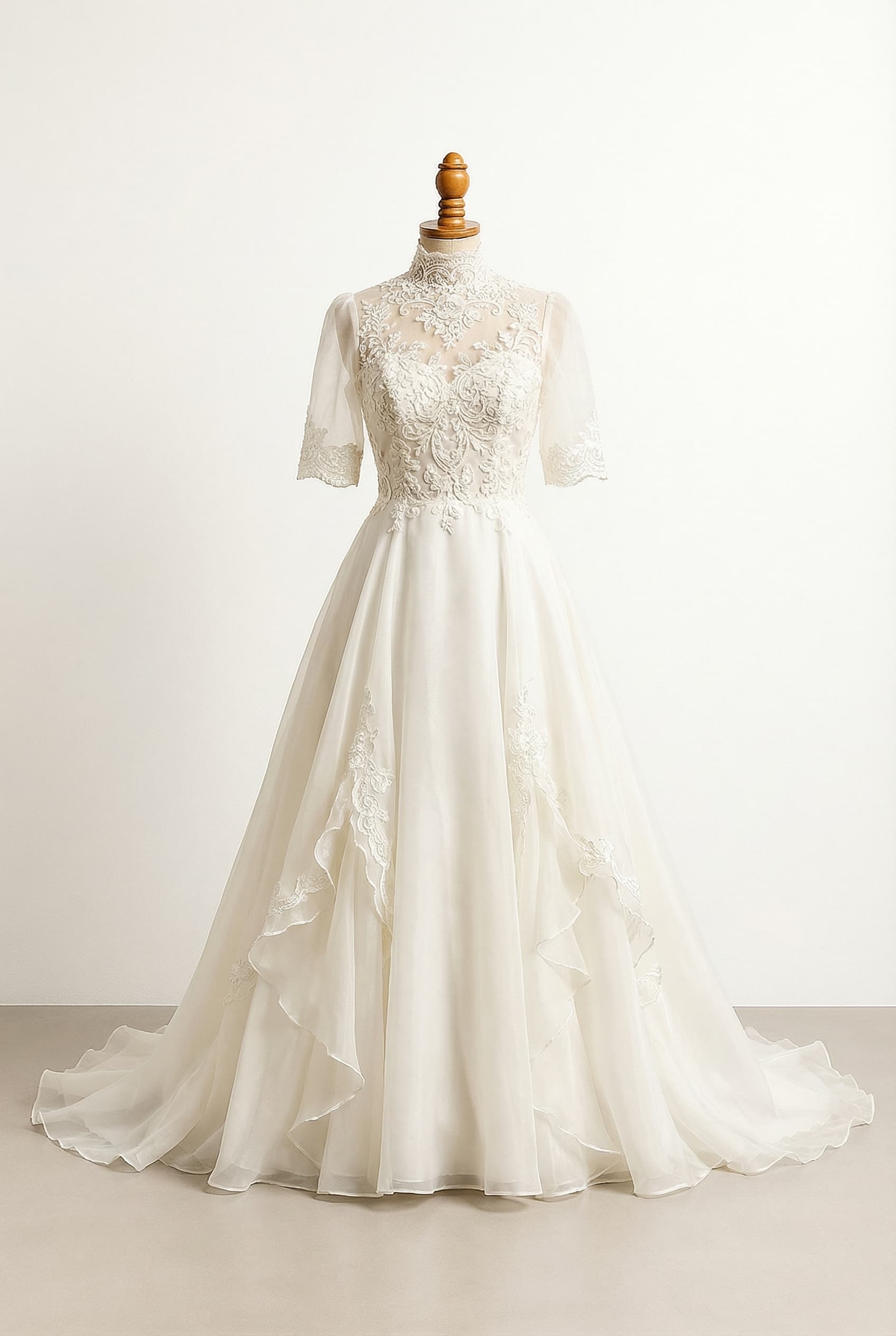 A romantic wedding dress with elegant details