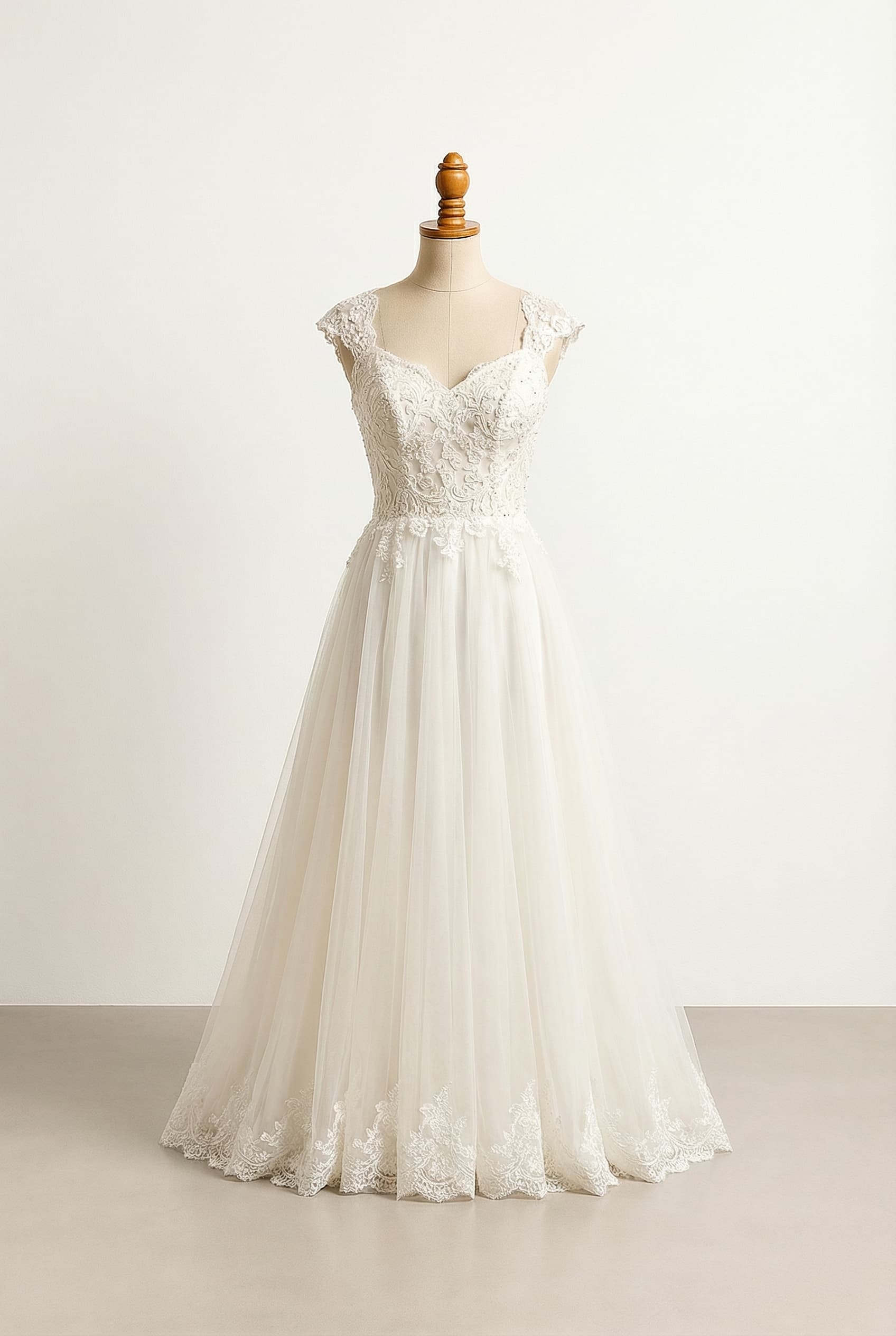 A romantic wedding dress with elegant details